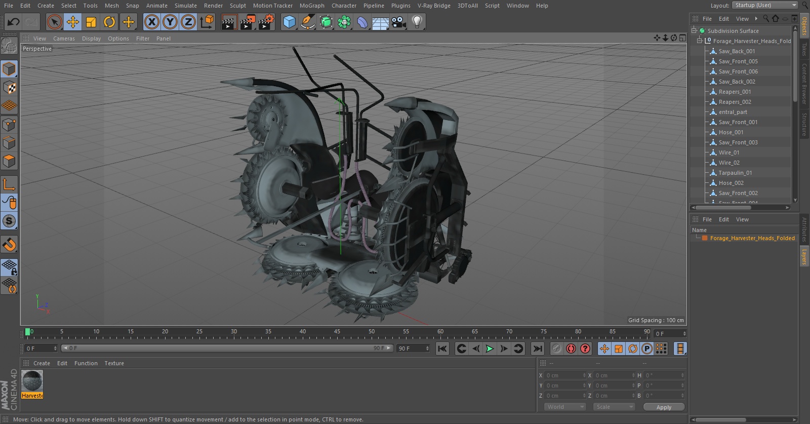 Forage Harvester Heads Folded 3D model