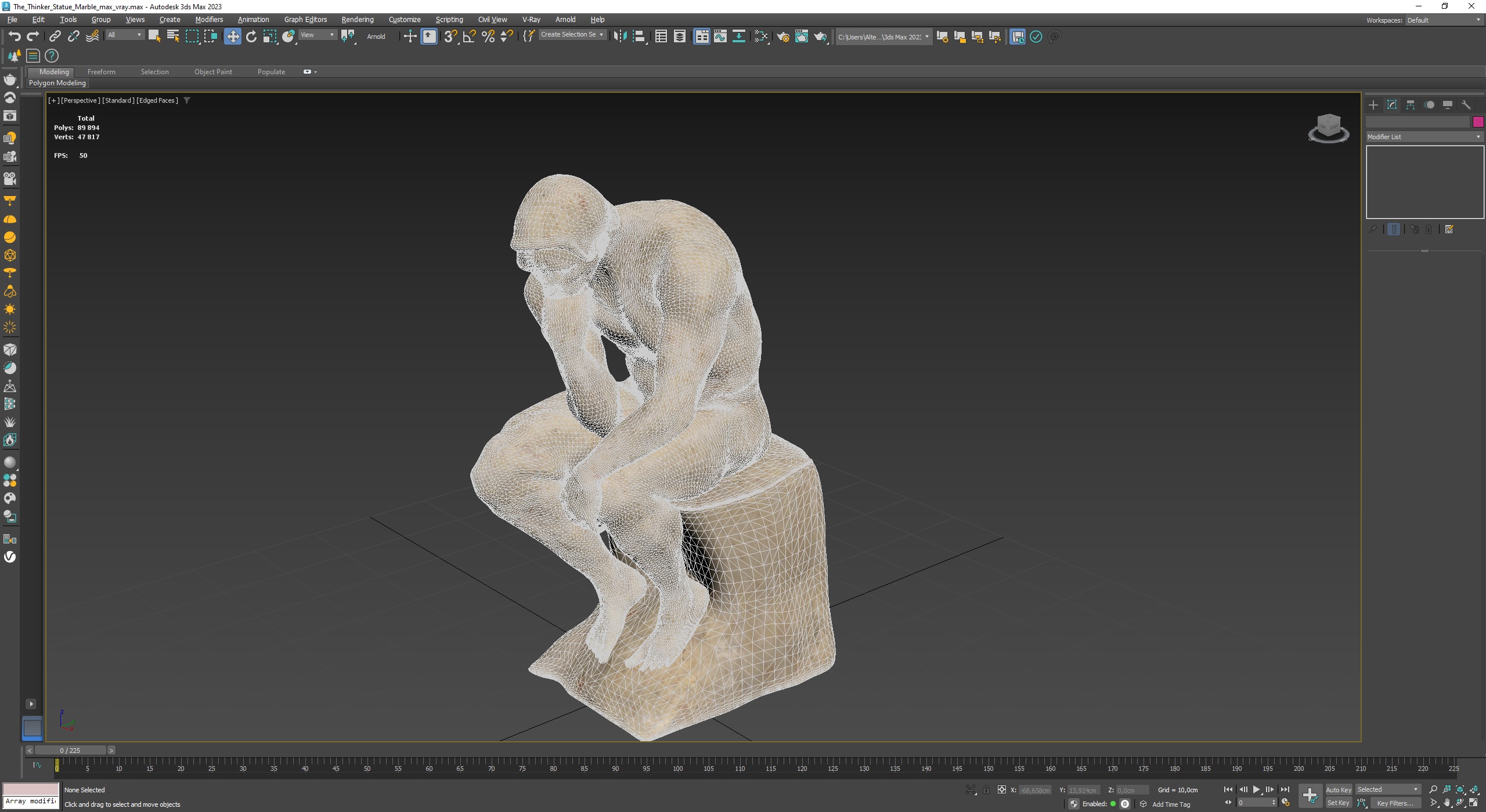 3D The Thinker Statue Marble for 3D Print model