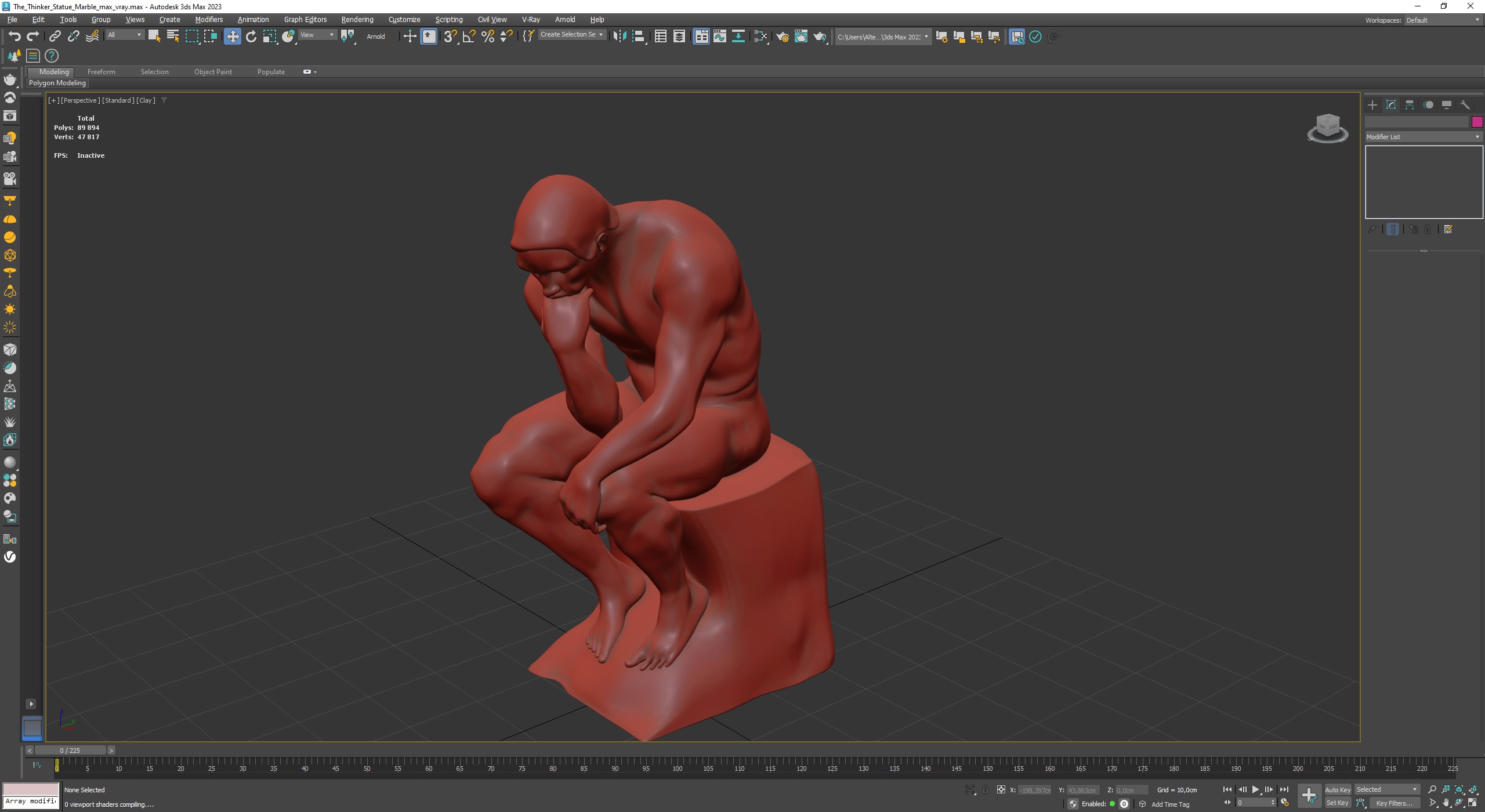 3D The Thinker Statue Marble for 3D Print model