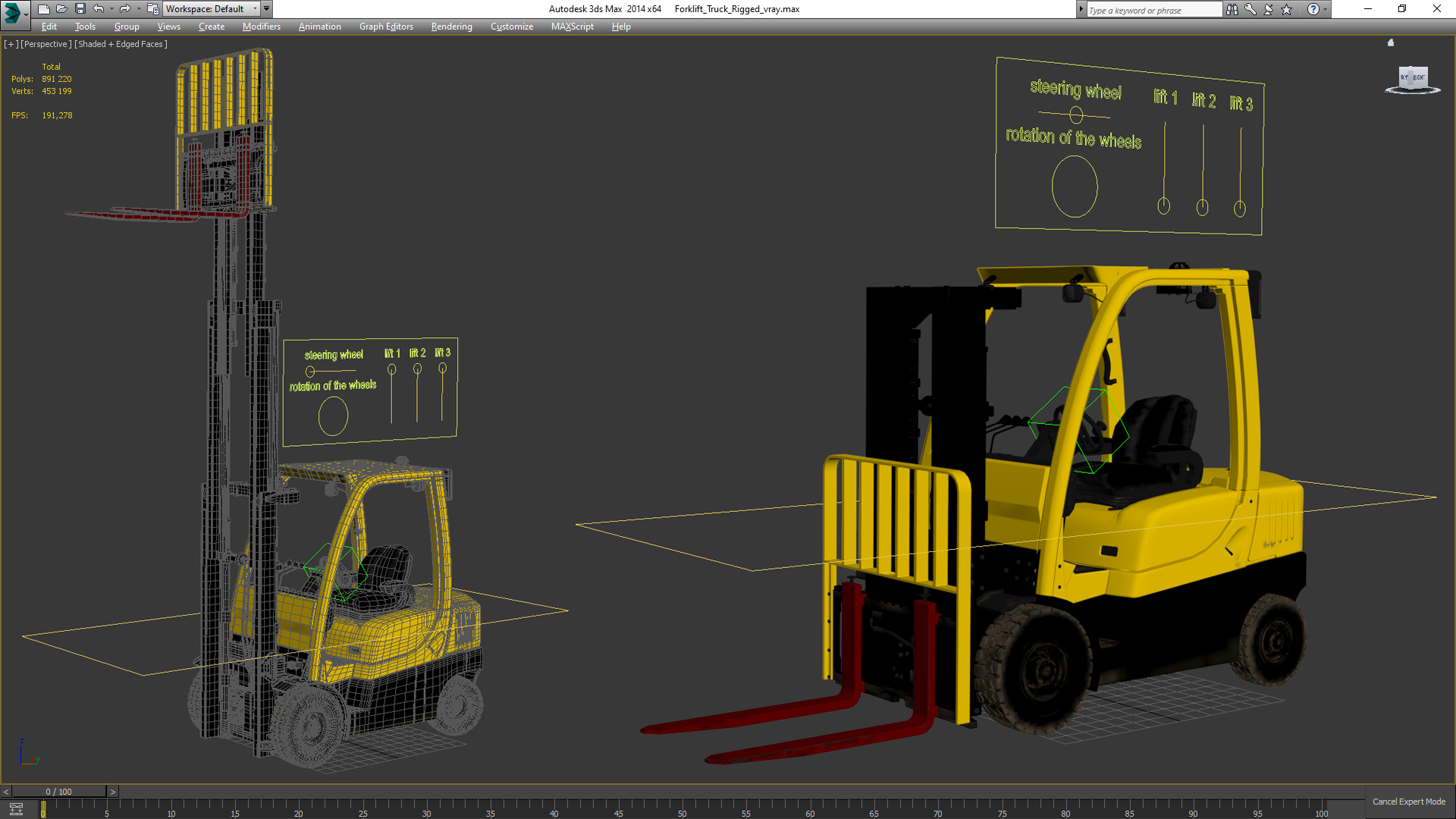 3D Forklift Truck Rigged