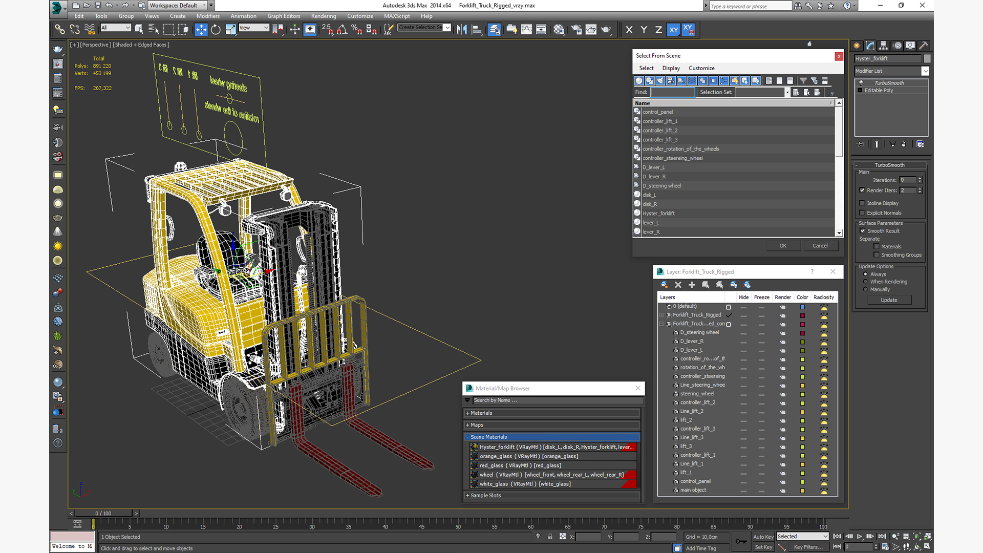 3D Forklift Truck Rigged