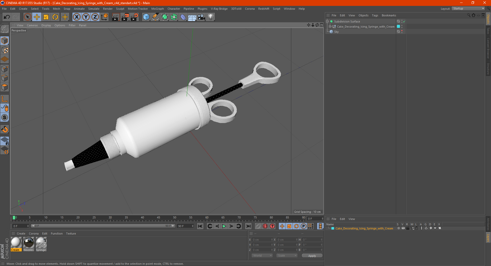 3D model Cake Decorating Icing Syringe with Cream