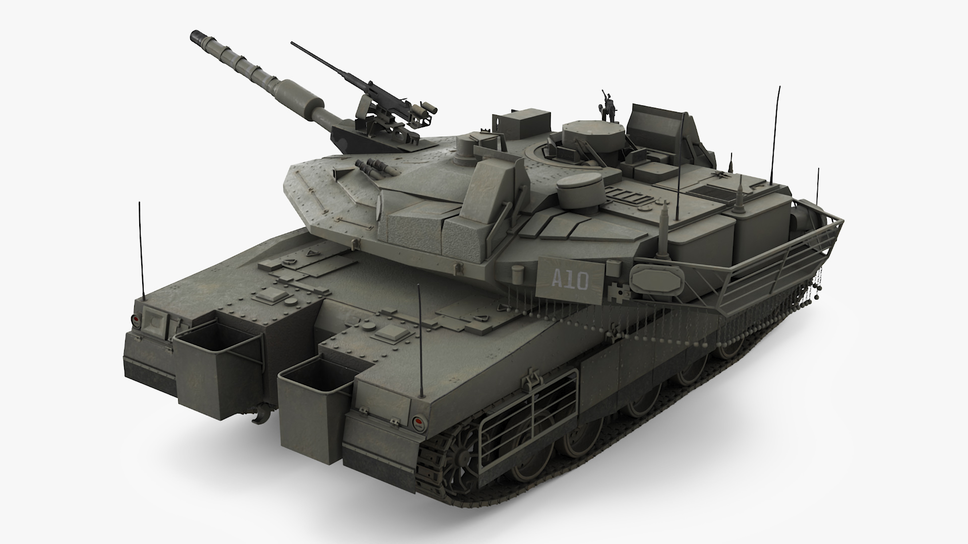 3D model Dirty Israeli Tank Merkava 5 Olive Rigged for Maya