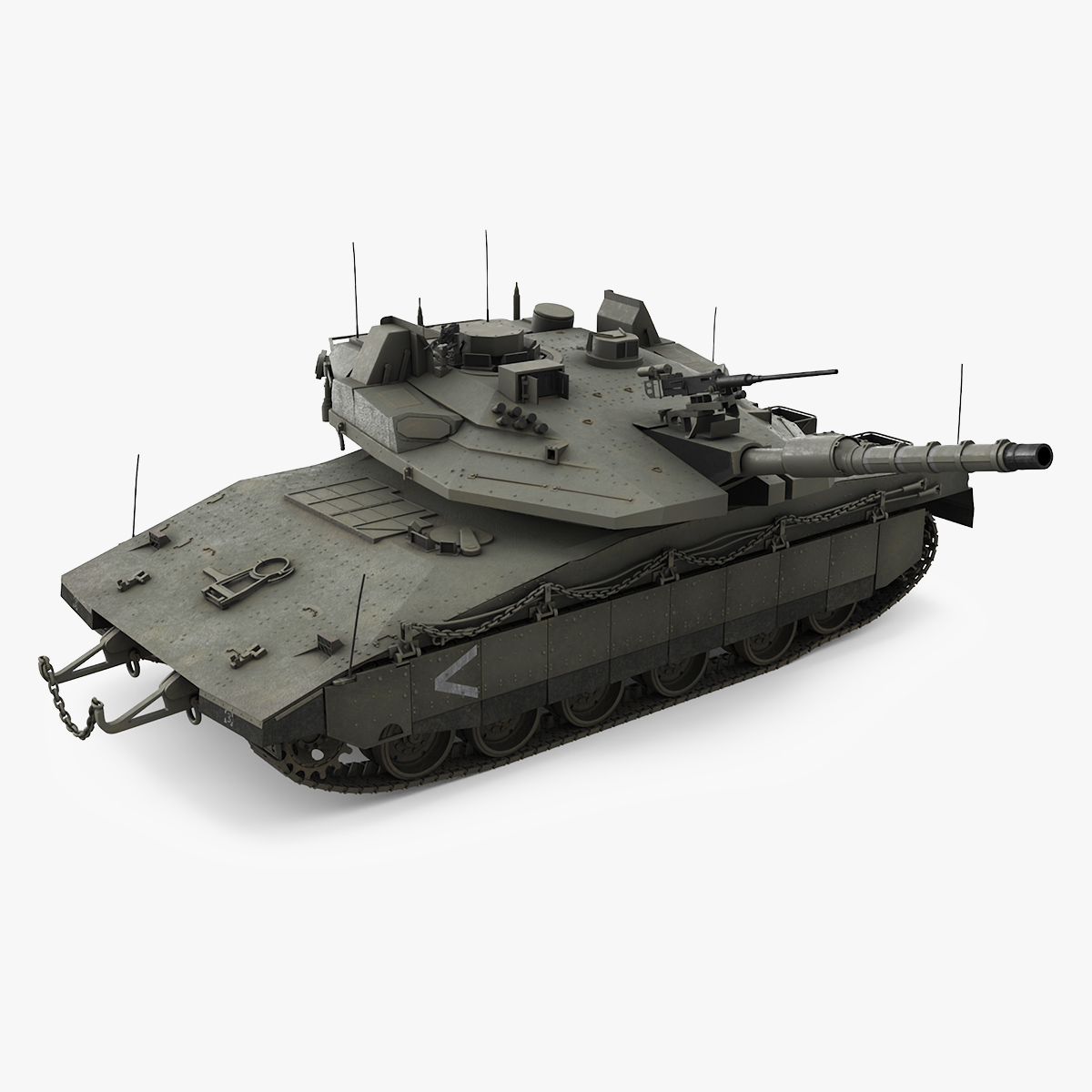 3D model Dirty Israeli Tank Merkava 5 Olive Rigged for Maya