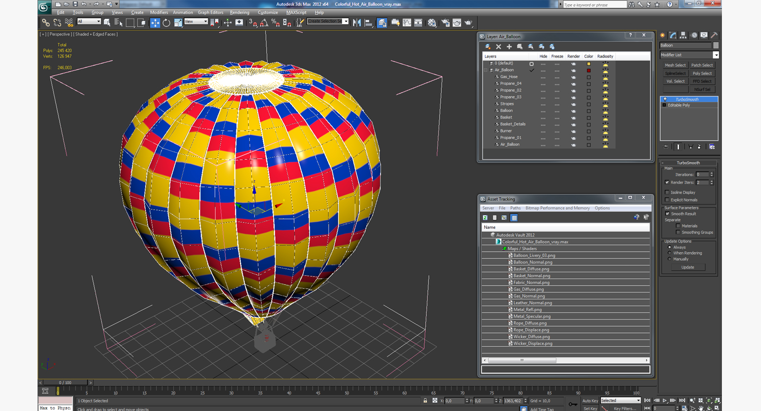 Colorful Hot Air Balloon 3D model