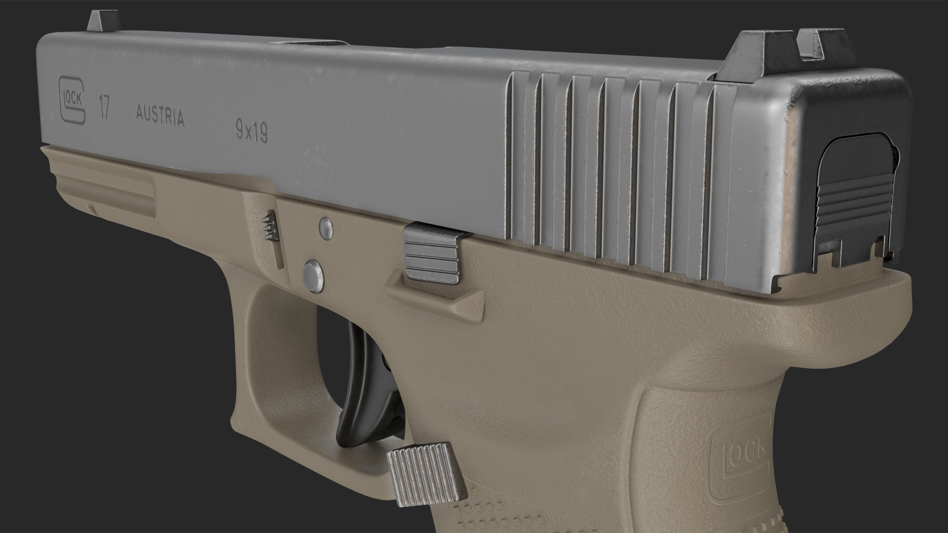 3D Olive Glock 17 with Magazine model