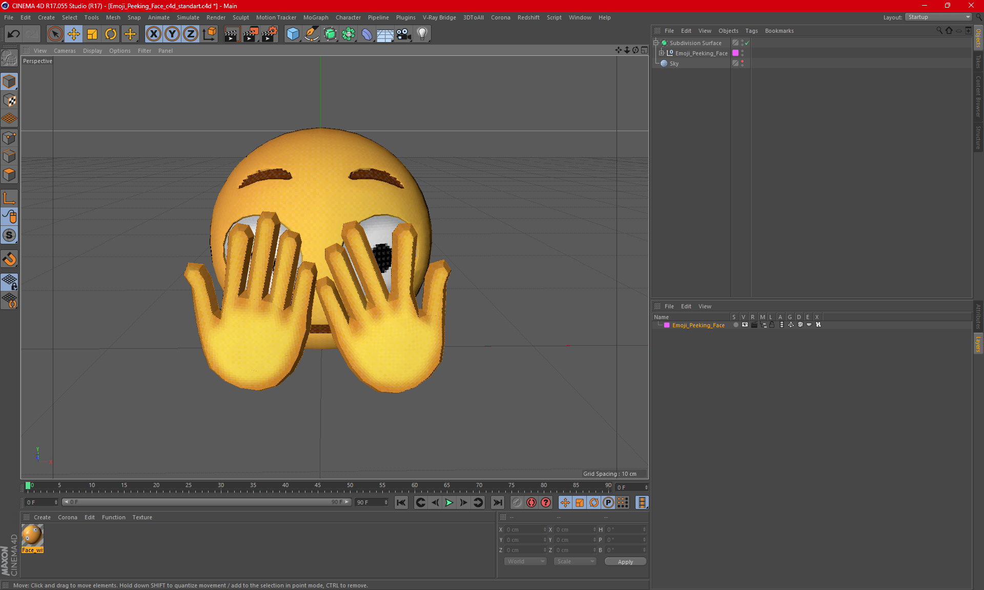 3D Emoji Peeking Face model