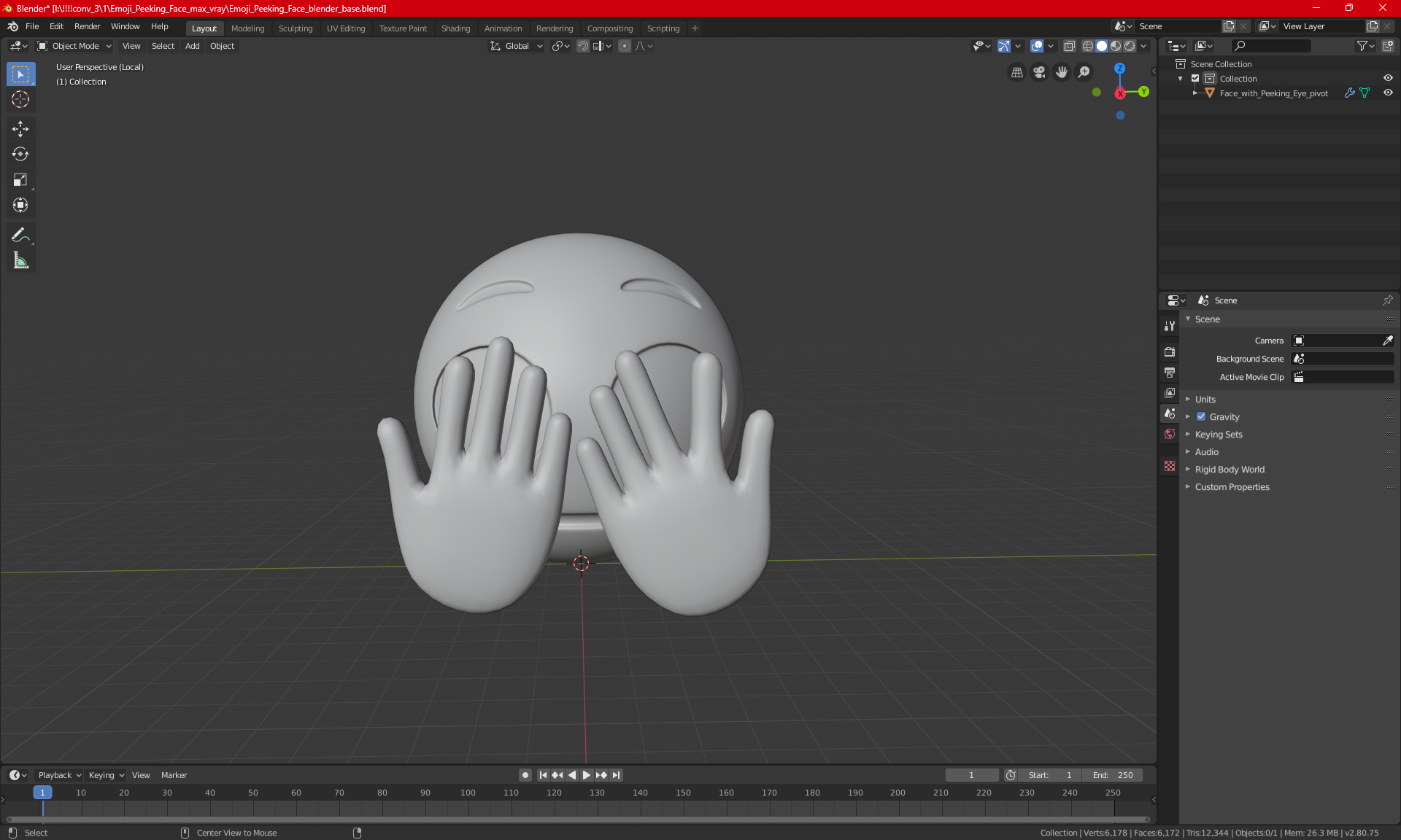 3D Emoji Peeking Face model
