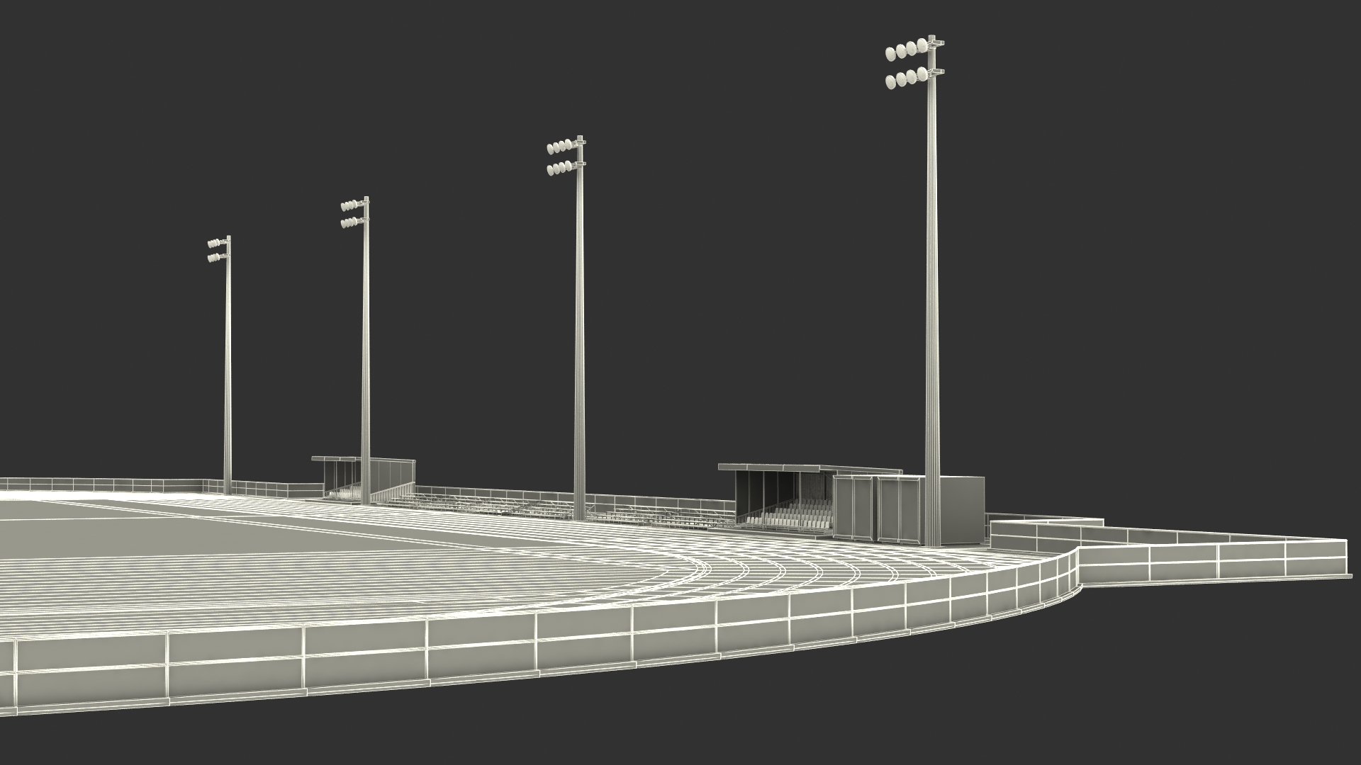 Athletic Running Track Stadium with Tribunes 3D model