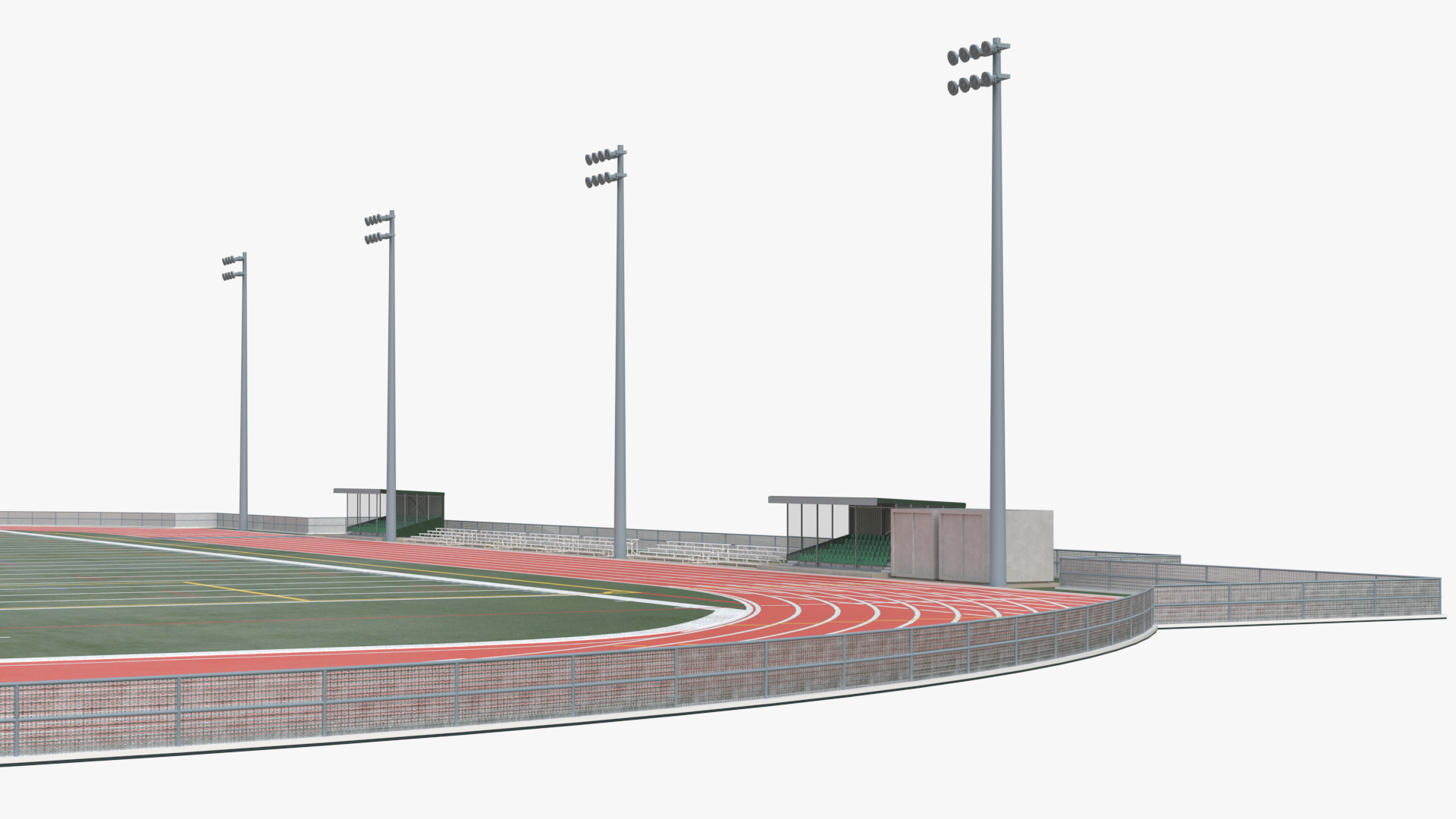 Athletic Running Track Stadium with Tribunes 3D model