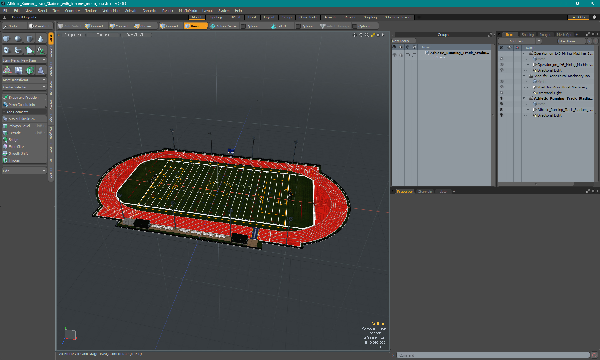 Athletic Running Track Stadium with Tribunes 3D model