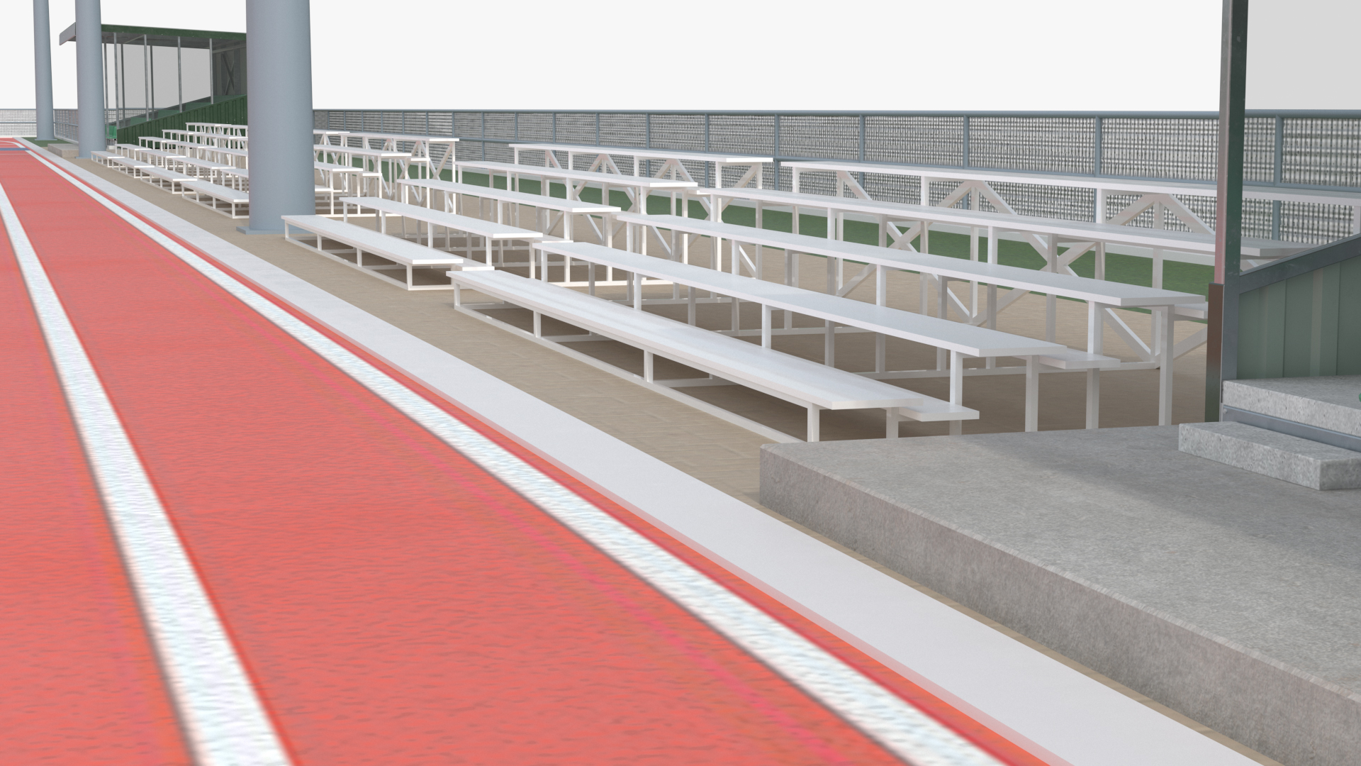 Athletic Running Track Stadium with Tribunes 3D model