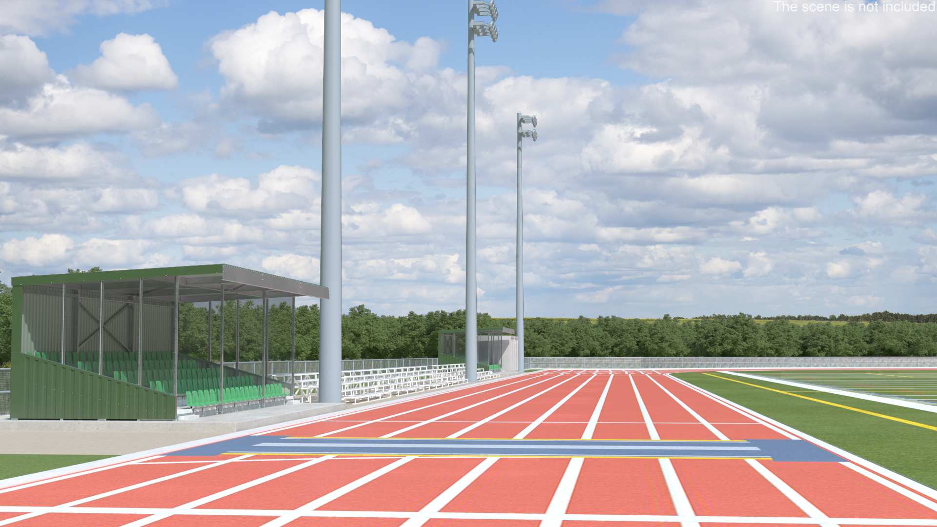 Athletic Running Track Stadium with Tribunes 3D model
