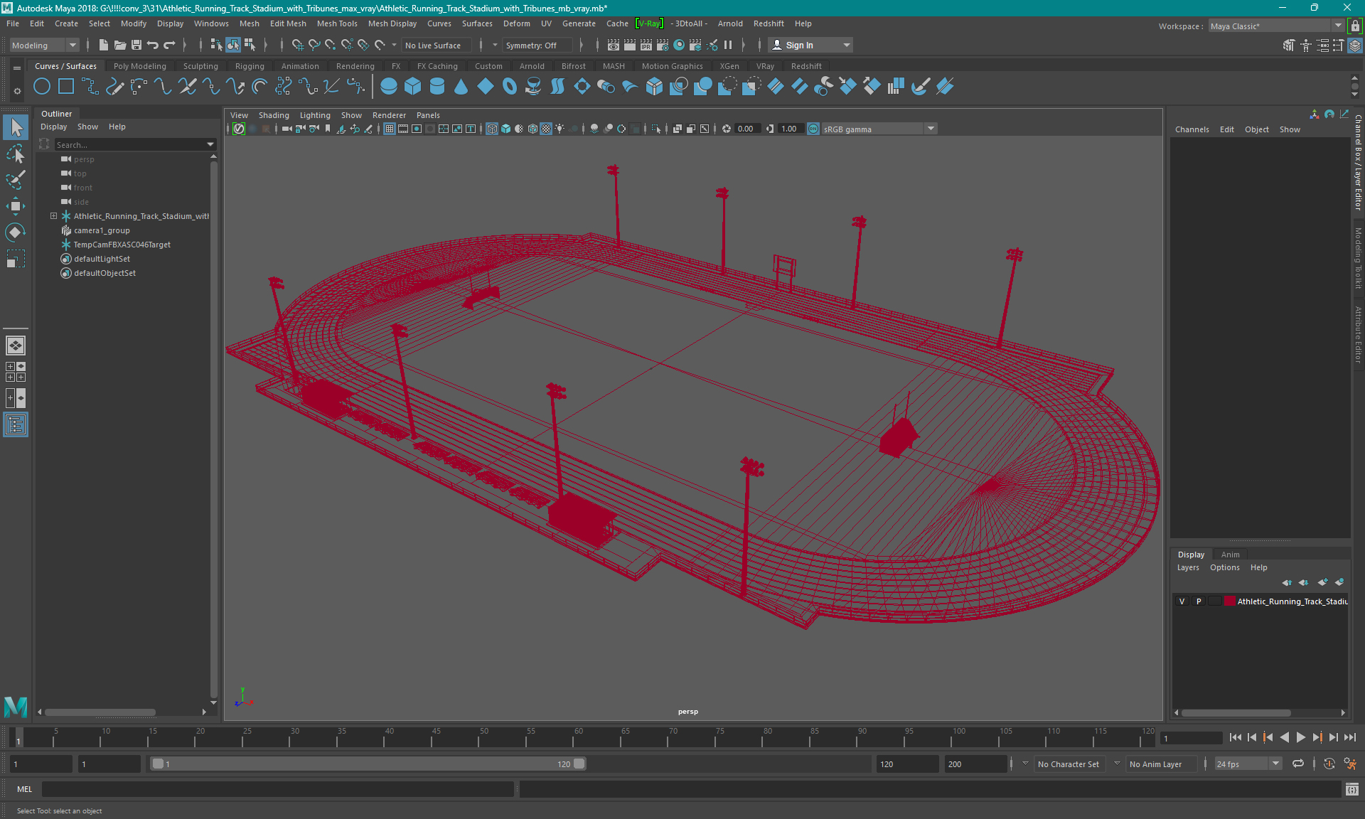Athletic Running Track Stadium with Tribunes 3D model
