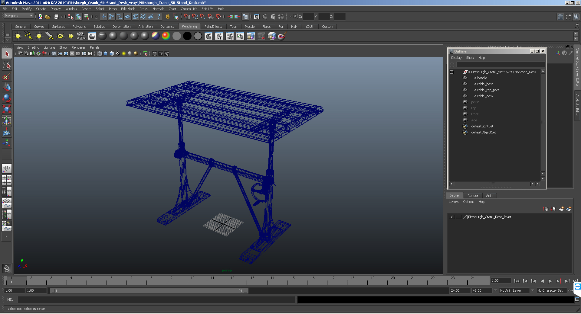 3D Pittsburgh Crank Sit-Stand Desk