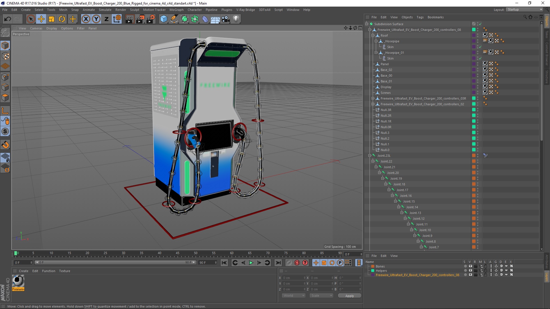 3D model Freewire Ultrafast EV Boost Charger 200 Blue Rigged for Cinema 4D