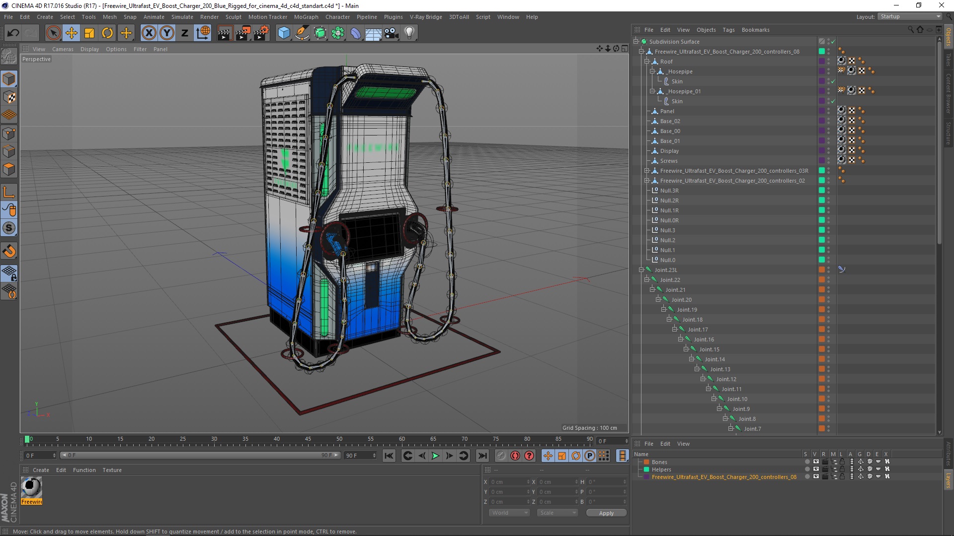 3D model Freewire Ultrafast EV Boost Charger 200 Blue Rigged for Cinema 4D