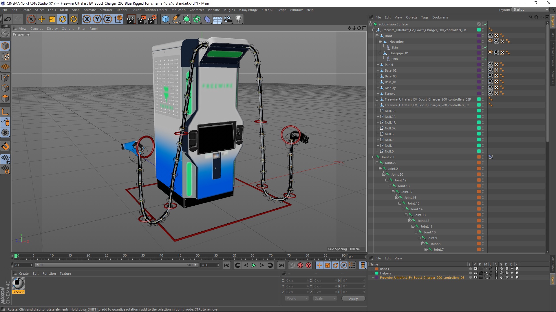 3D model Freewire Ultrafast EV Boost Charger 200 Blue Rigged for Cinema 4D
