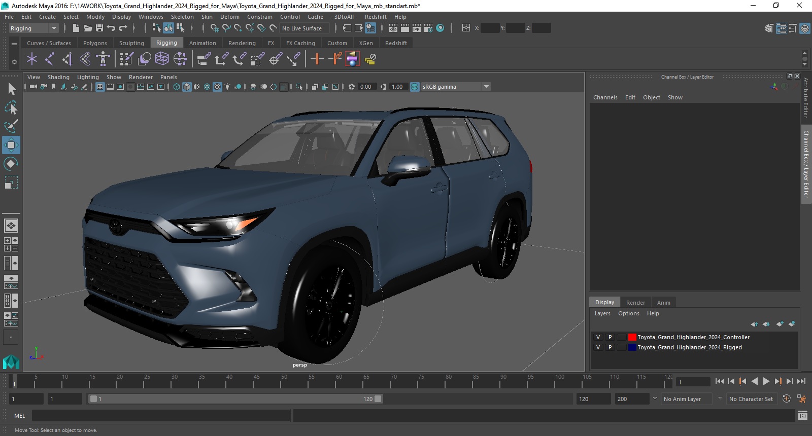 Toyota Grand Highlander 2024 Rigged for Maya 3D model