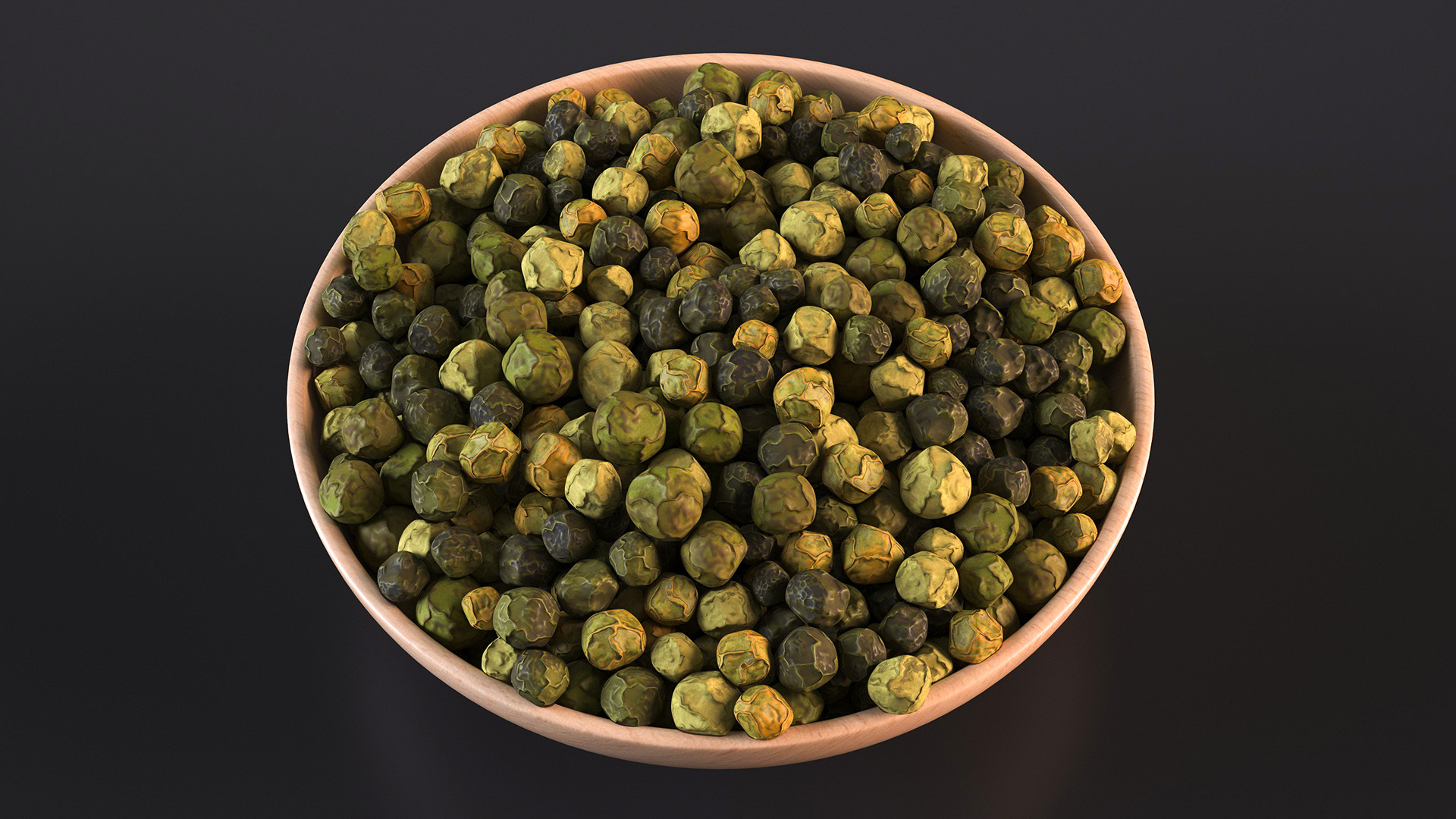 3D model Wooden Bowl with Dried Green Peppercorns