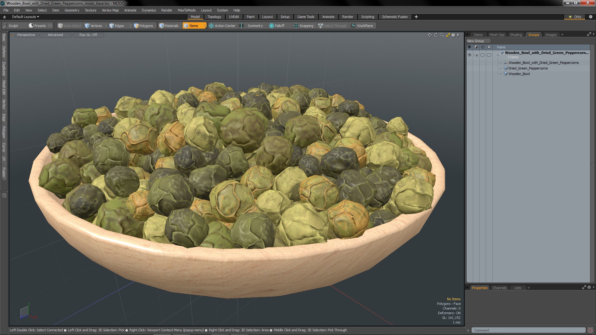 3D model Wooden Bowl with Dried Green Peppercorns