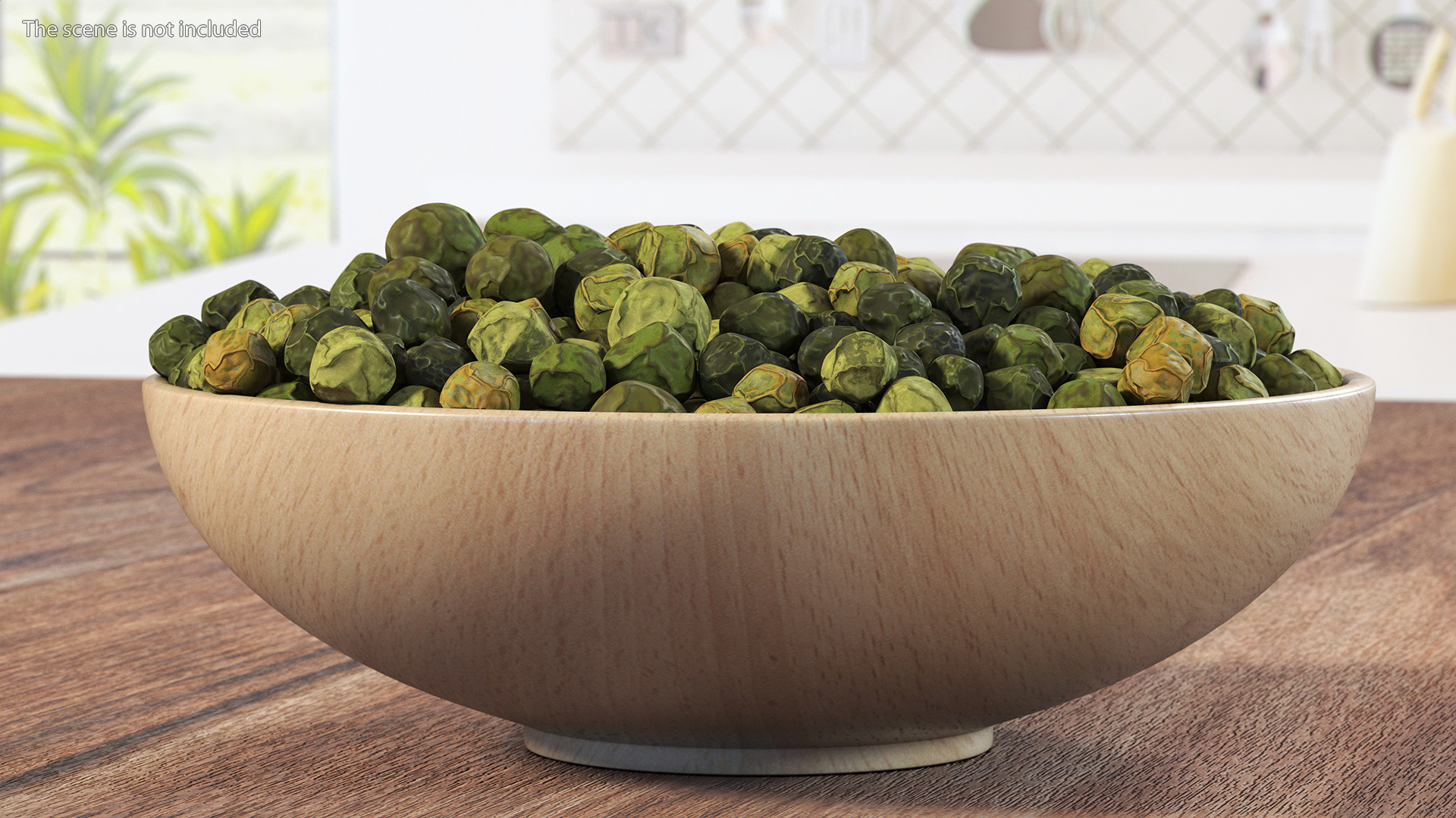 3D model Wooden Bowl with Dried Green Peppercorns