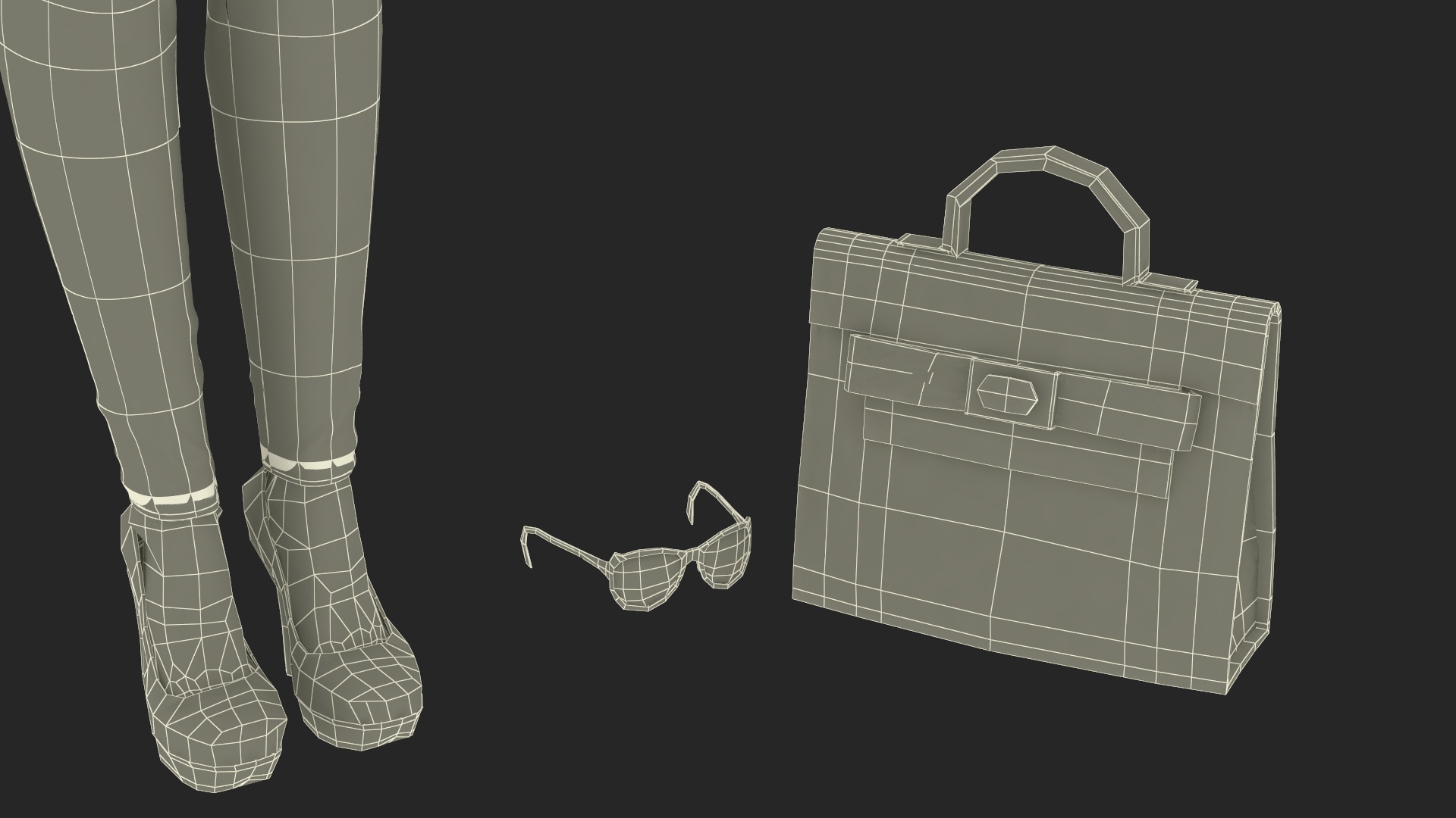 3D Fashionable Caucasian Female Character T-pose with Handbag model