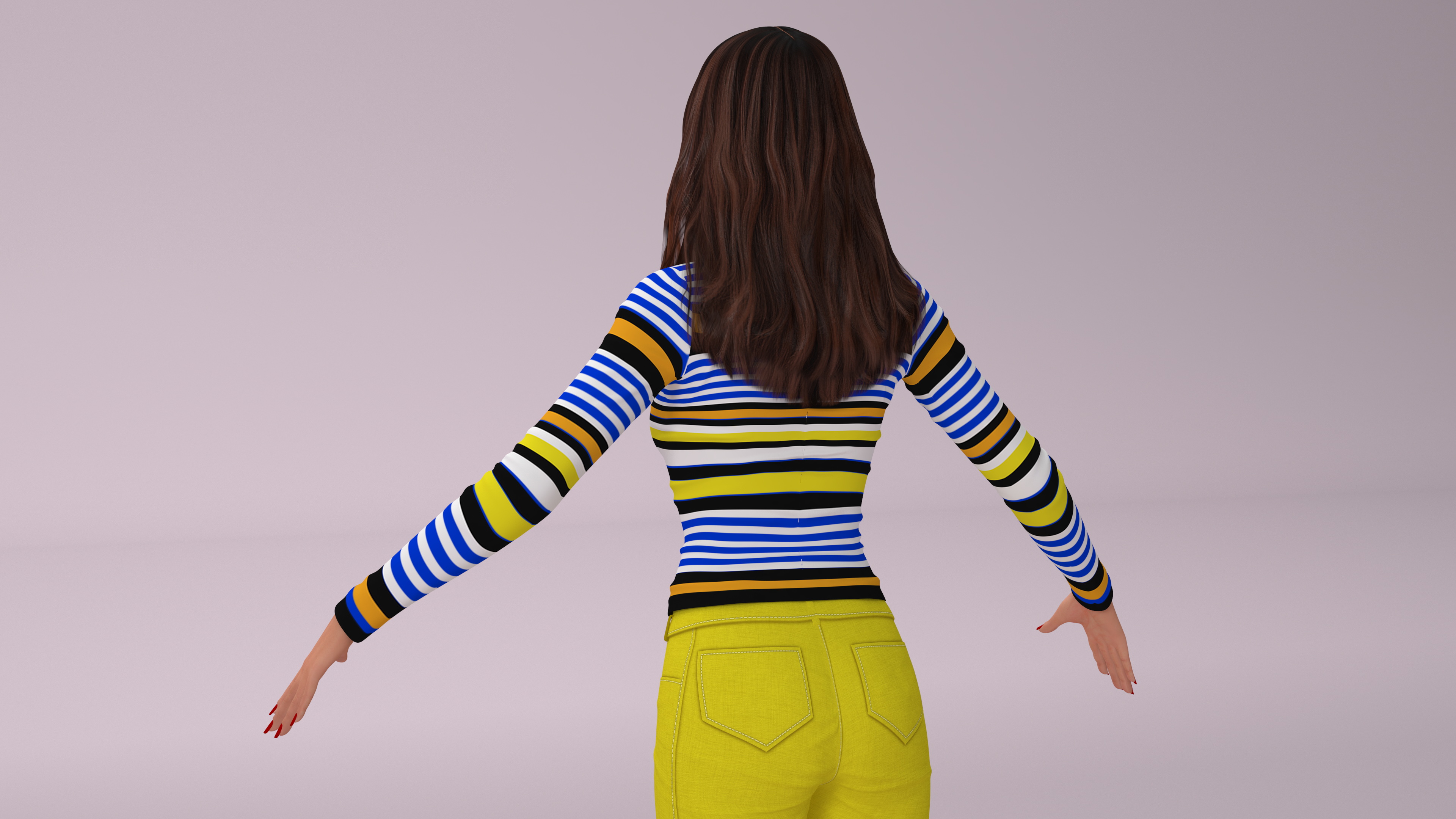 3D Fashionable Caucasian Female Character T-pose with Handbag model