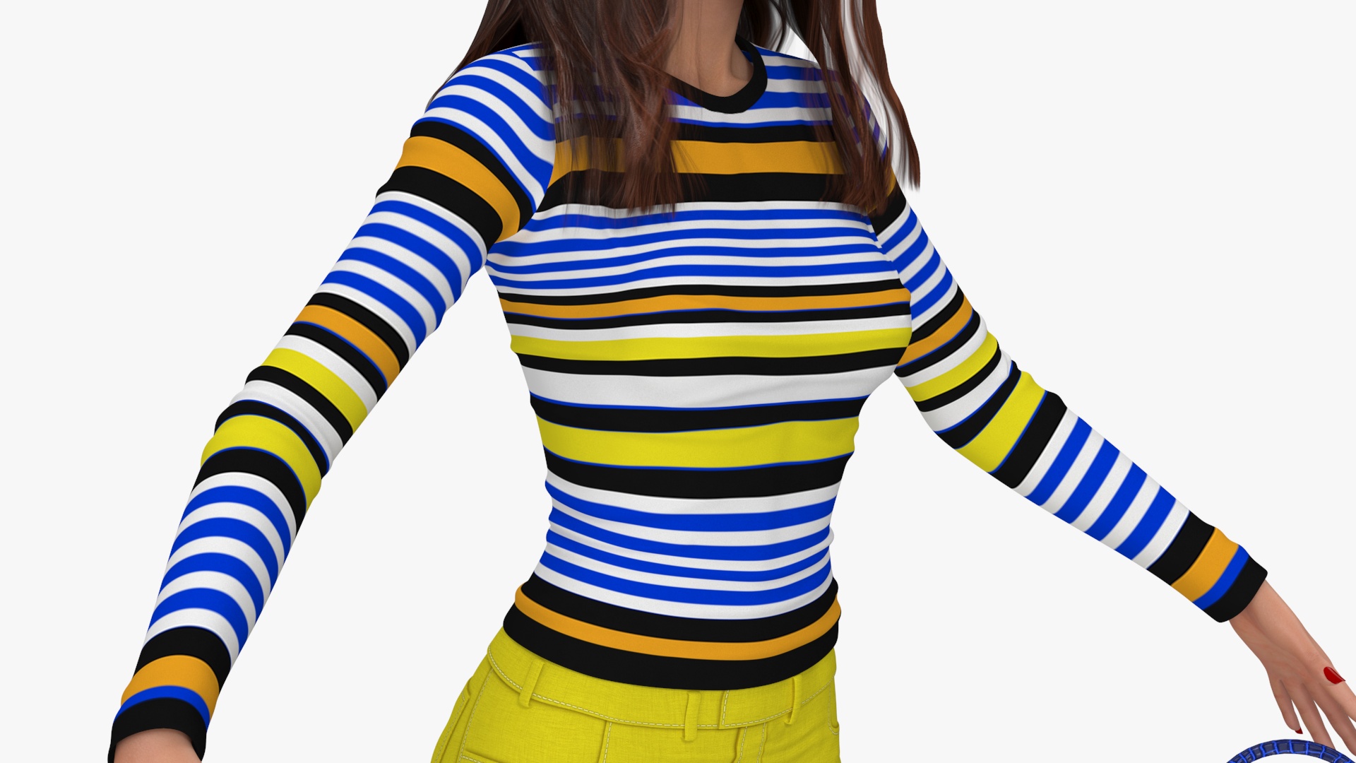 3D Fashionable Caucasian Female Character T-pose with Handbag model