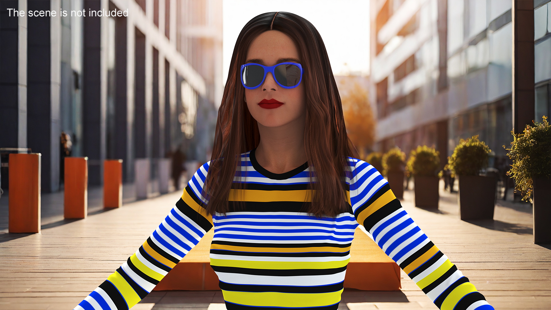 3D Fashionable Caucasian Female Character T-pose with Handbag model