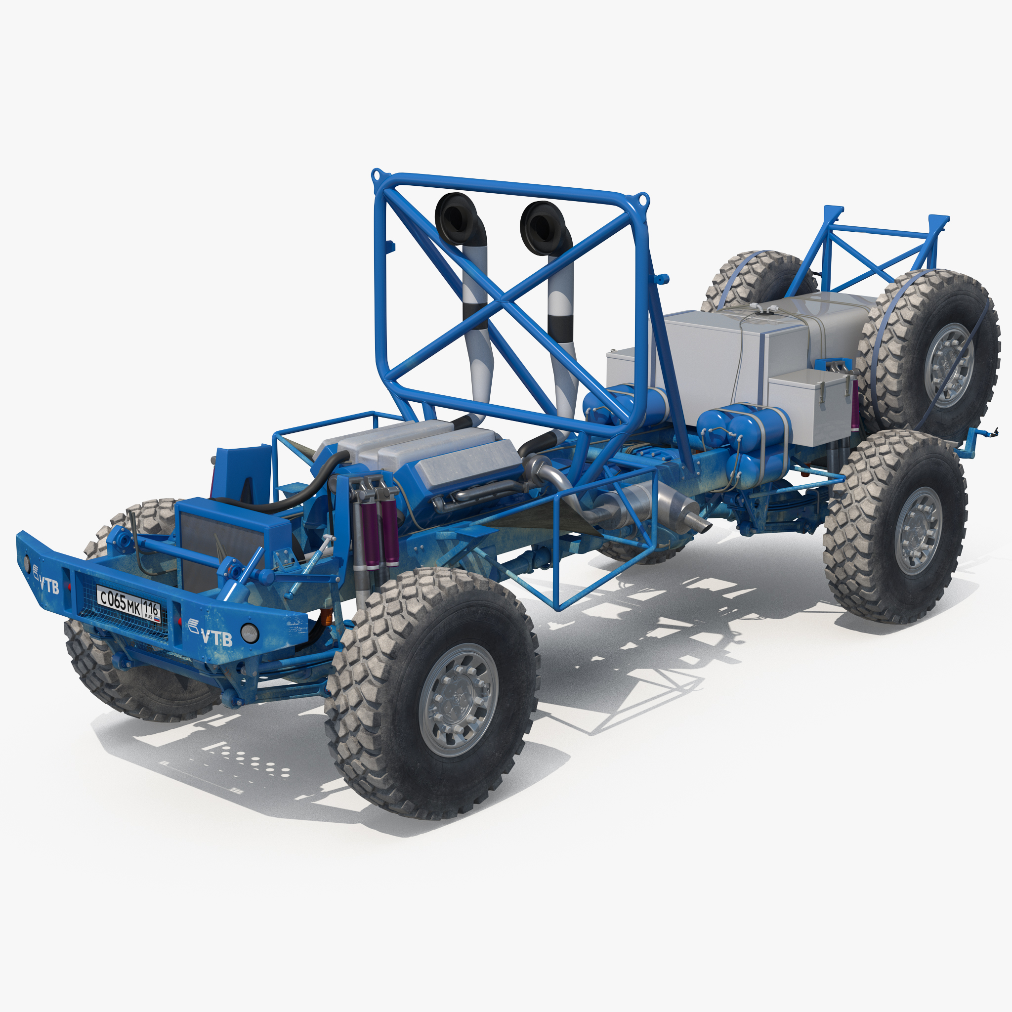 Dakar Racing Truck KAMAZ Frame And Engine 3D Model, view 3