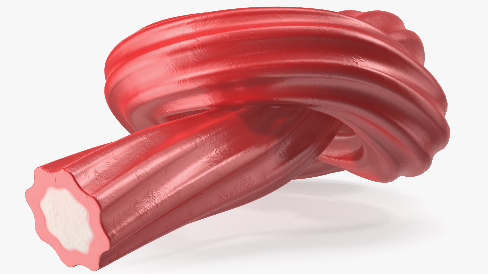 3D Red Gummy Candies Licorice Twisted Rope Set model