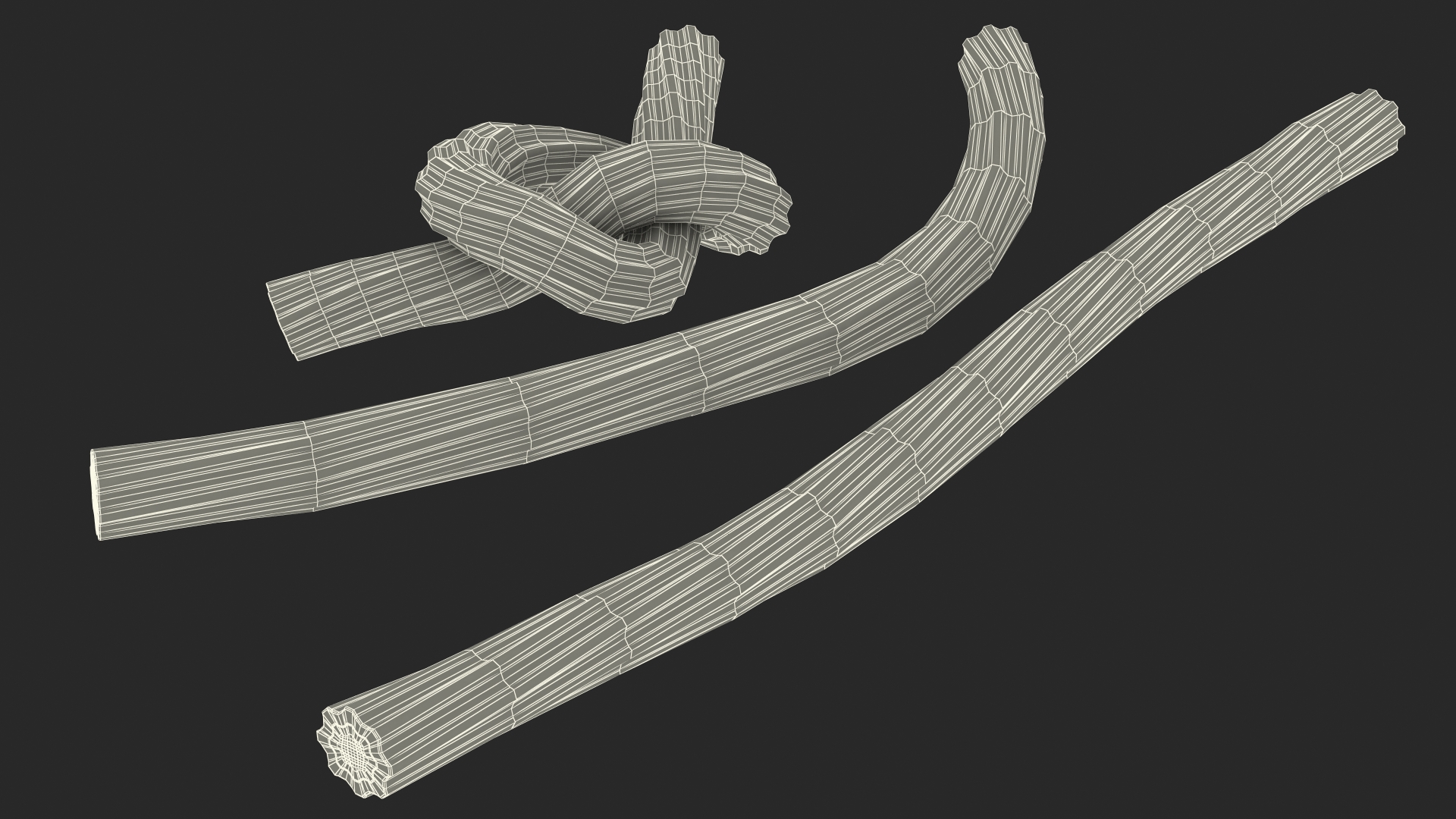 3D Red Gummy Candies Licorice Twisted Rope Set model