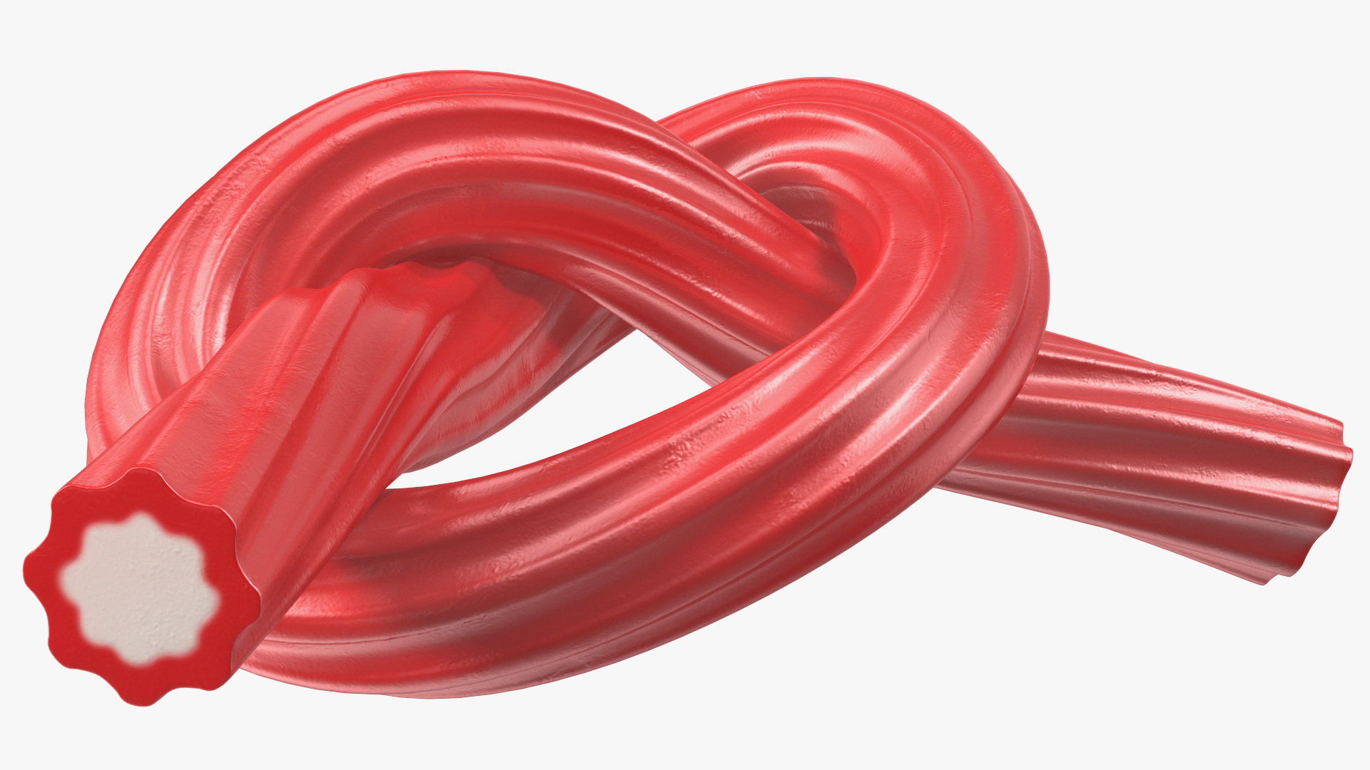 3D Red Gummy Candies Licorice Twisted Rope Set model
