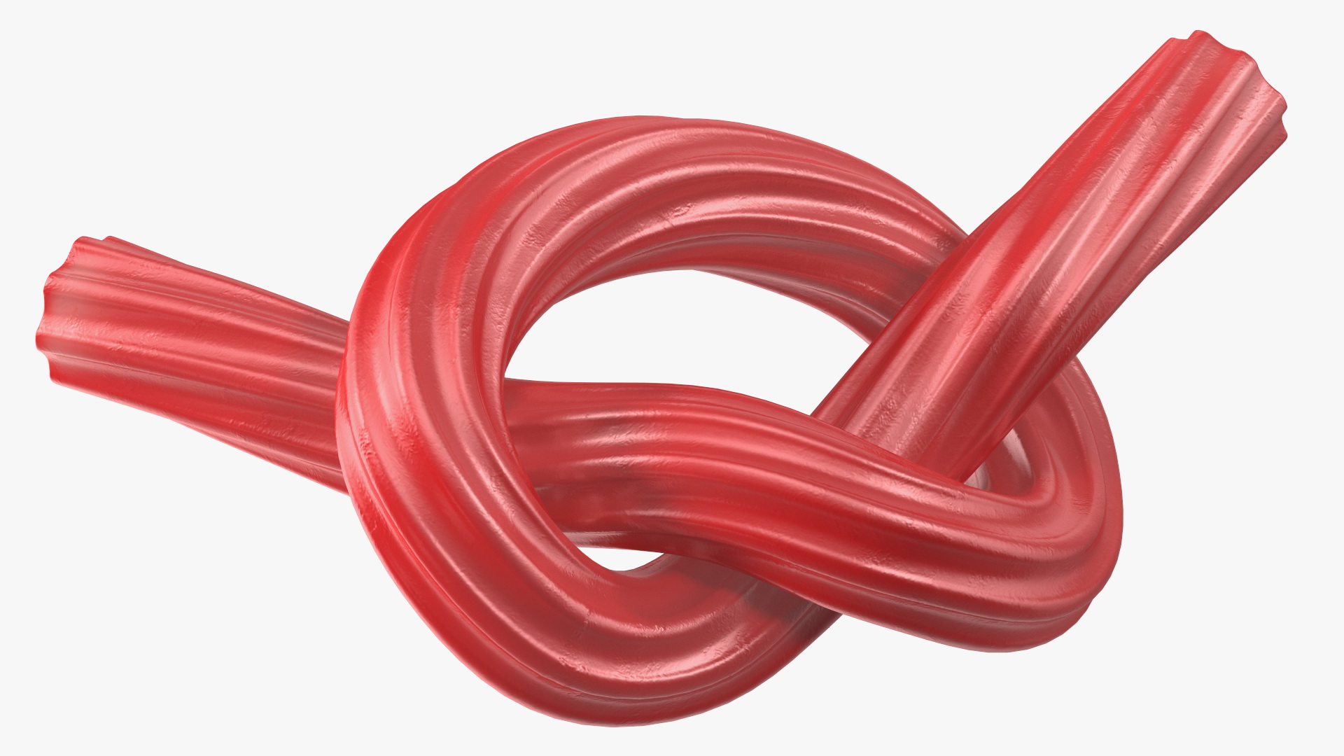 3D Red Gummy Candies Licorice Twisted Rope Set model