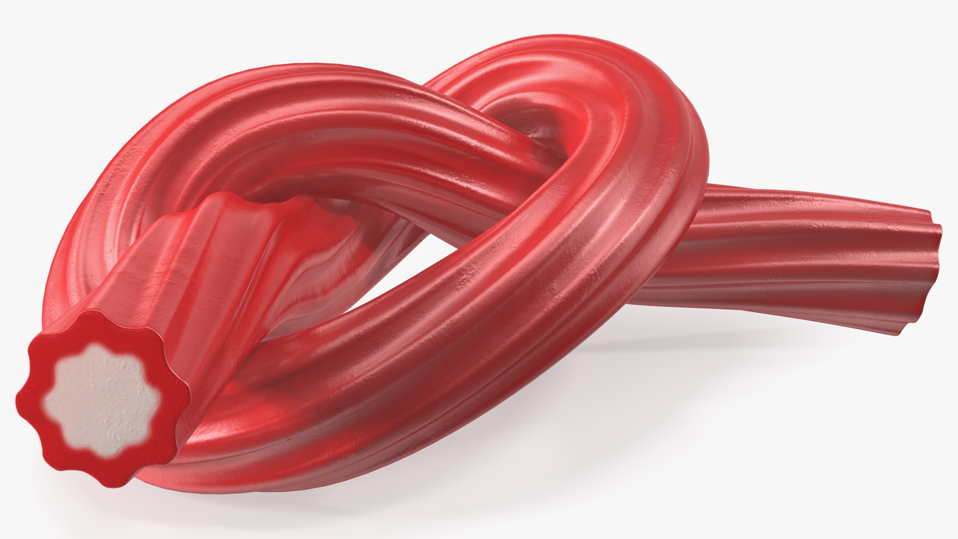 3D Red Gummy Candies Licorice Twisted Rope Set model