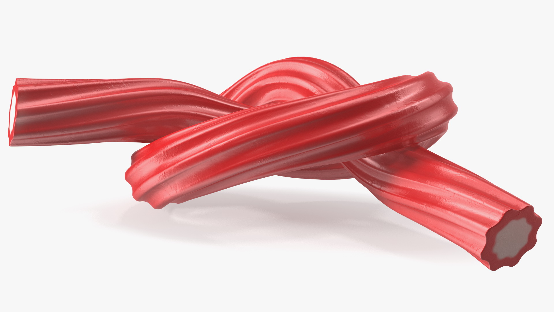 3D Red Gummy Candies Licorice Twisted Rope Set model
