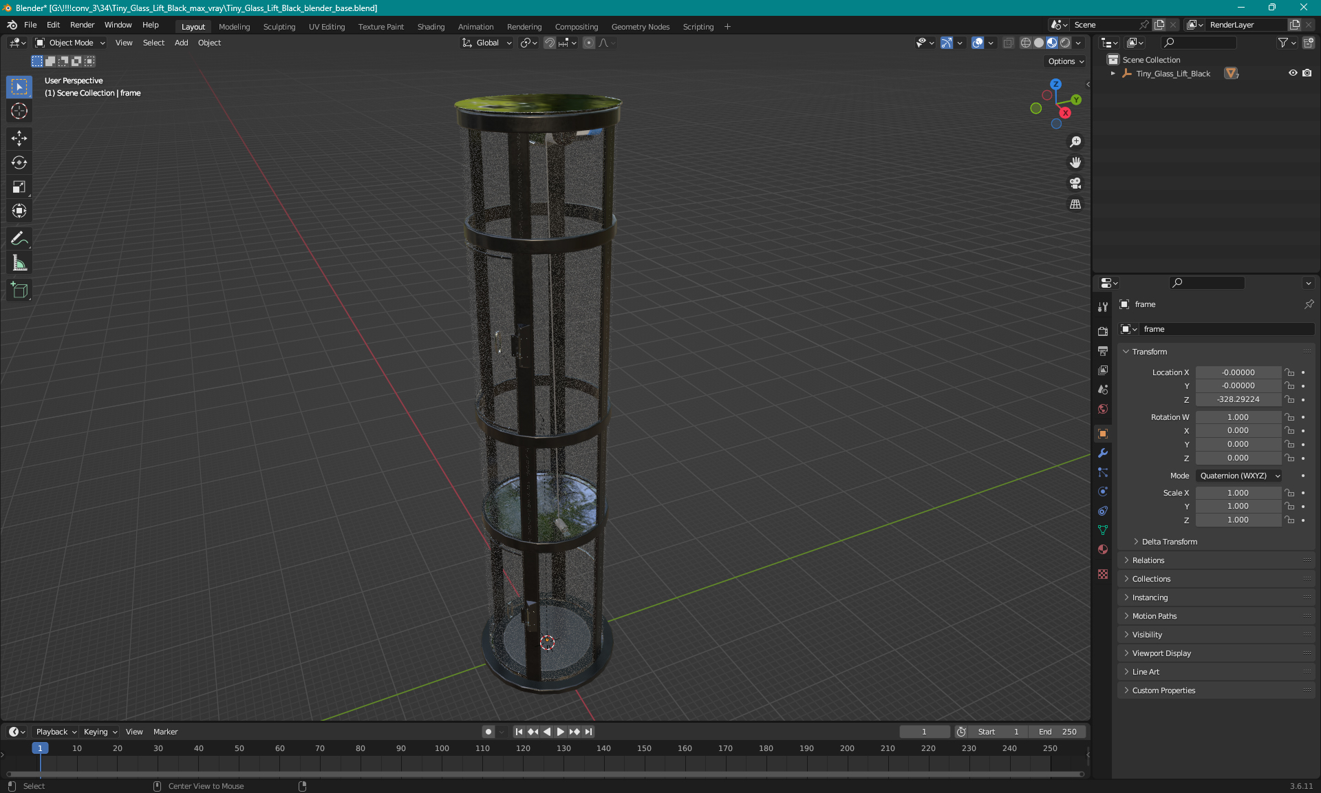 3D Tiny Glass Lift Black