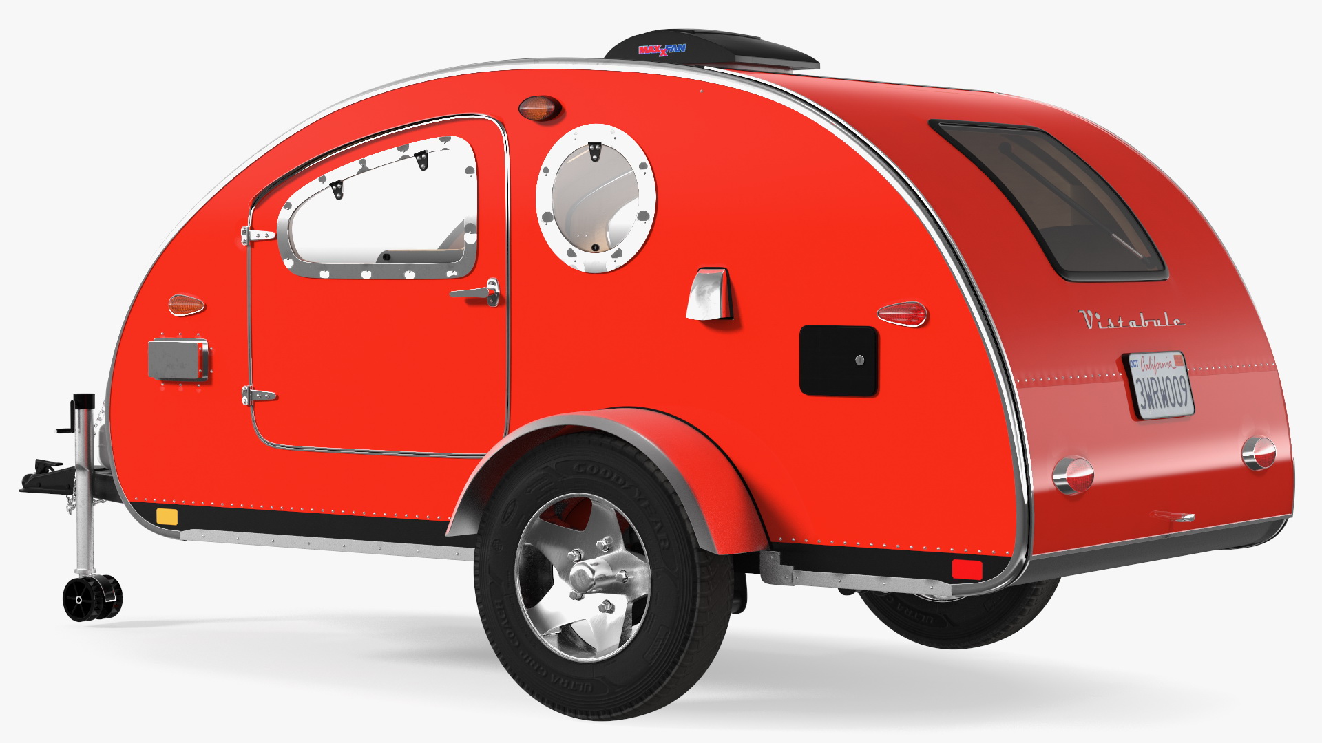 3D model Vistabule Teardrop Camping Trailer Red Rigged