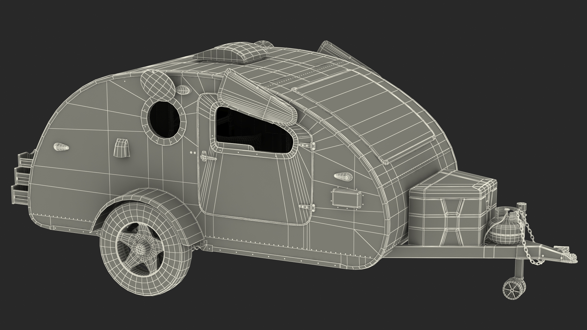 3D model Vistabule Teardrop Camping Trailer Red Rigged