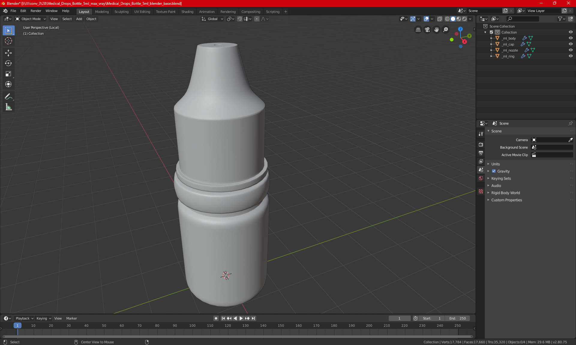 Medical Drops Bottle 5ml 3D model