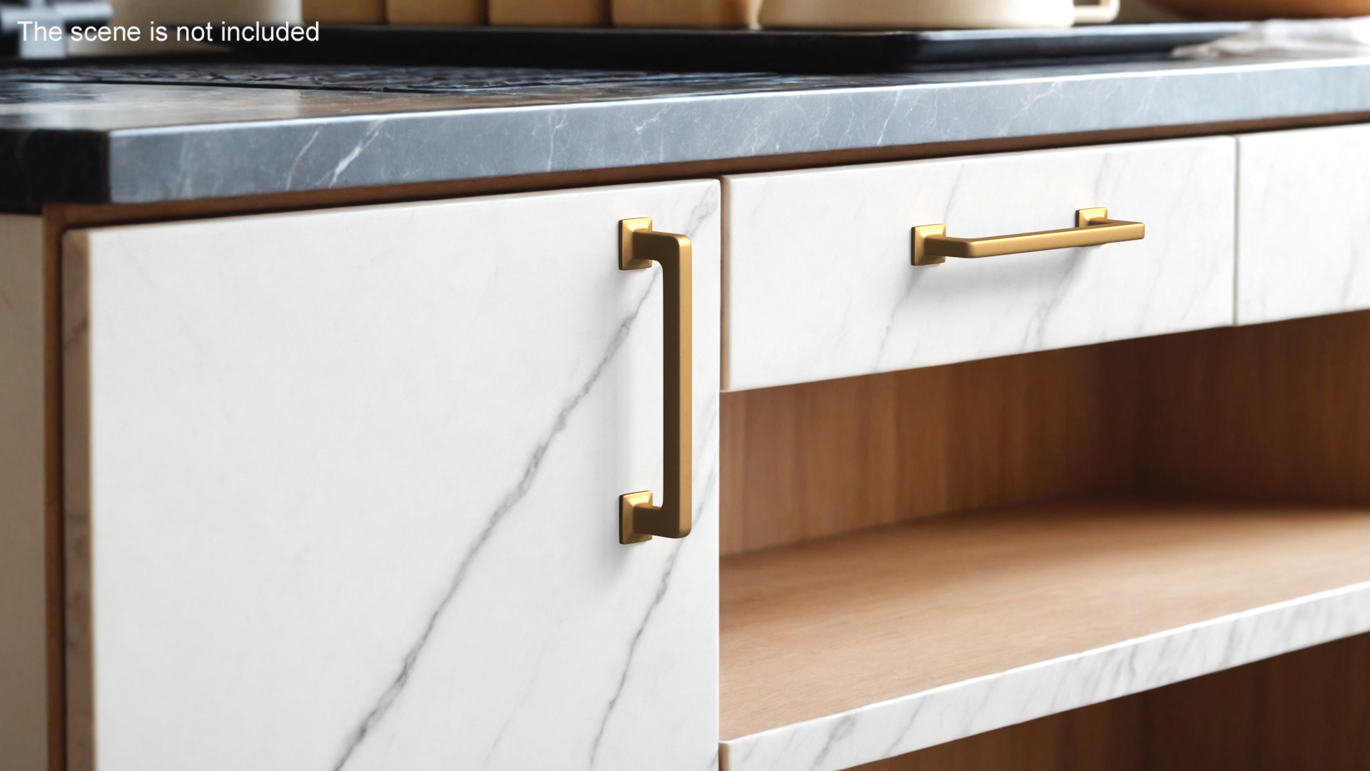 3D Kitchen Cabinet Handle Footed Bronze