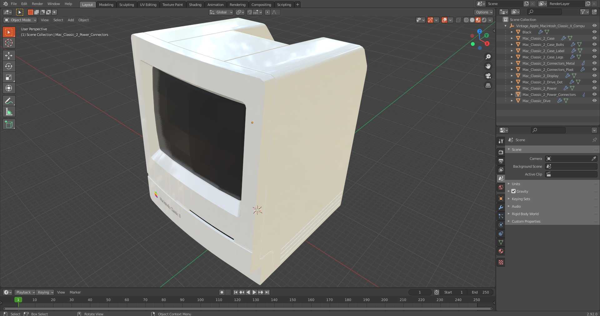 3D model Vintage Apple Macintosh II Computer