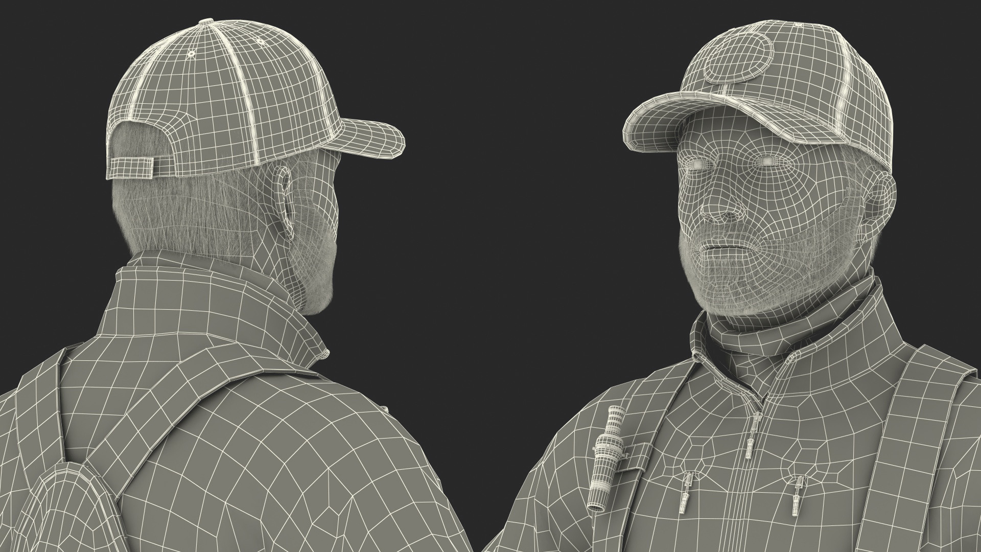 Modern Hunter With Gun A-pose in Grass Camo Fur 3D