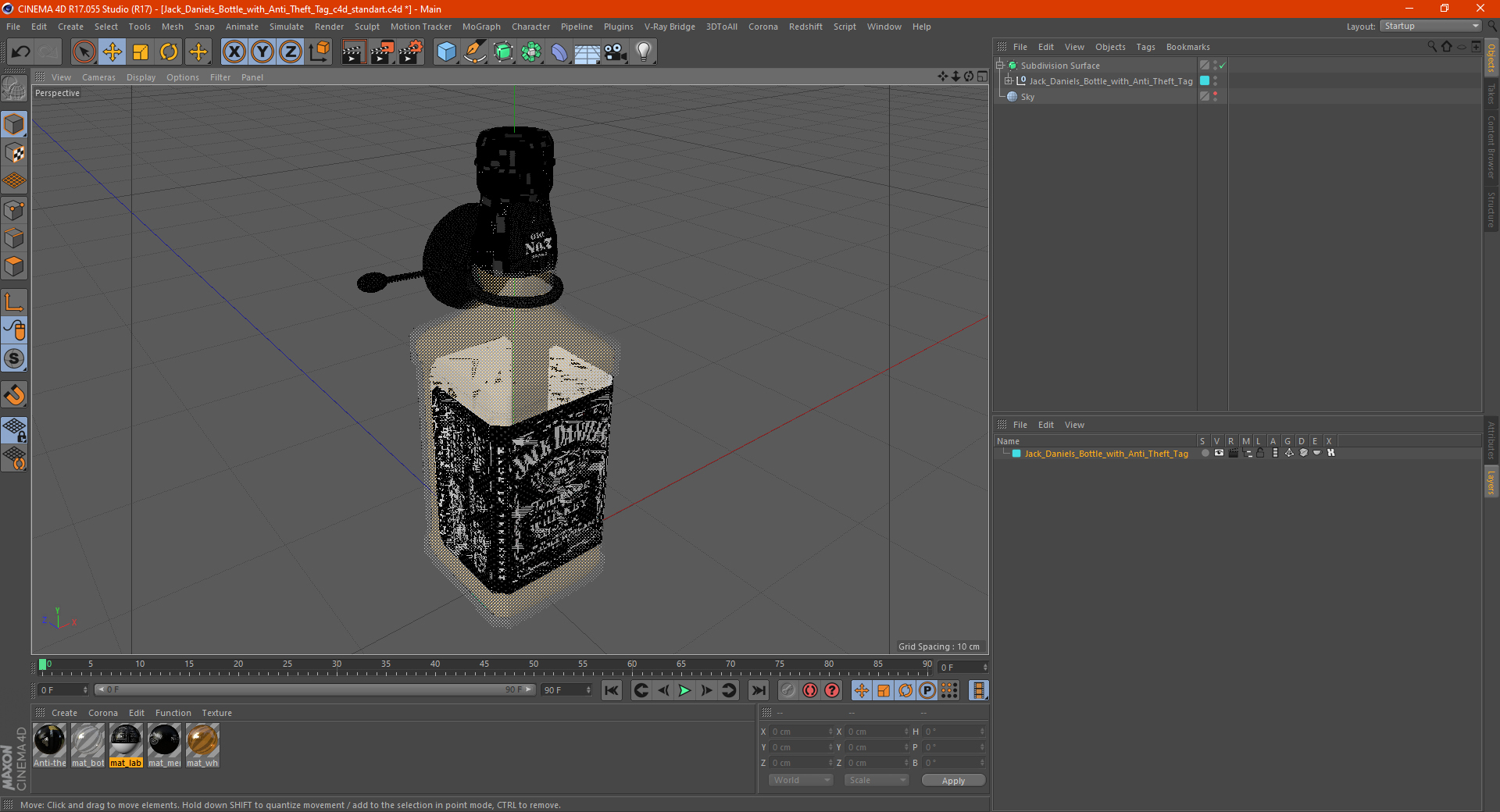 Jack Daniels Bottle with Anti Theft Tag 3D model
