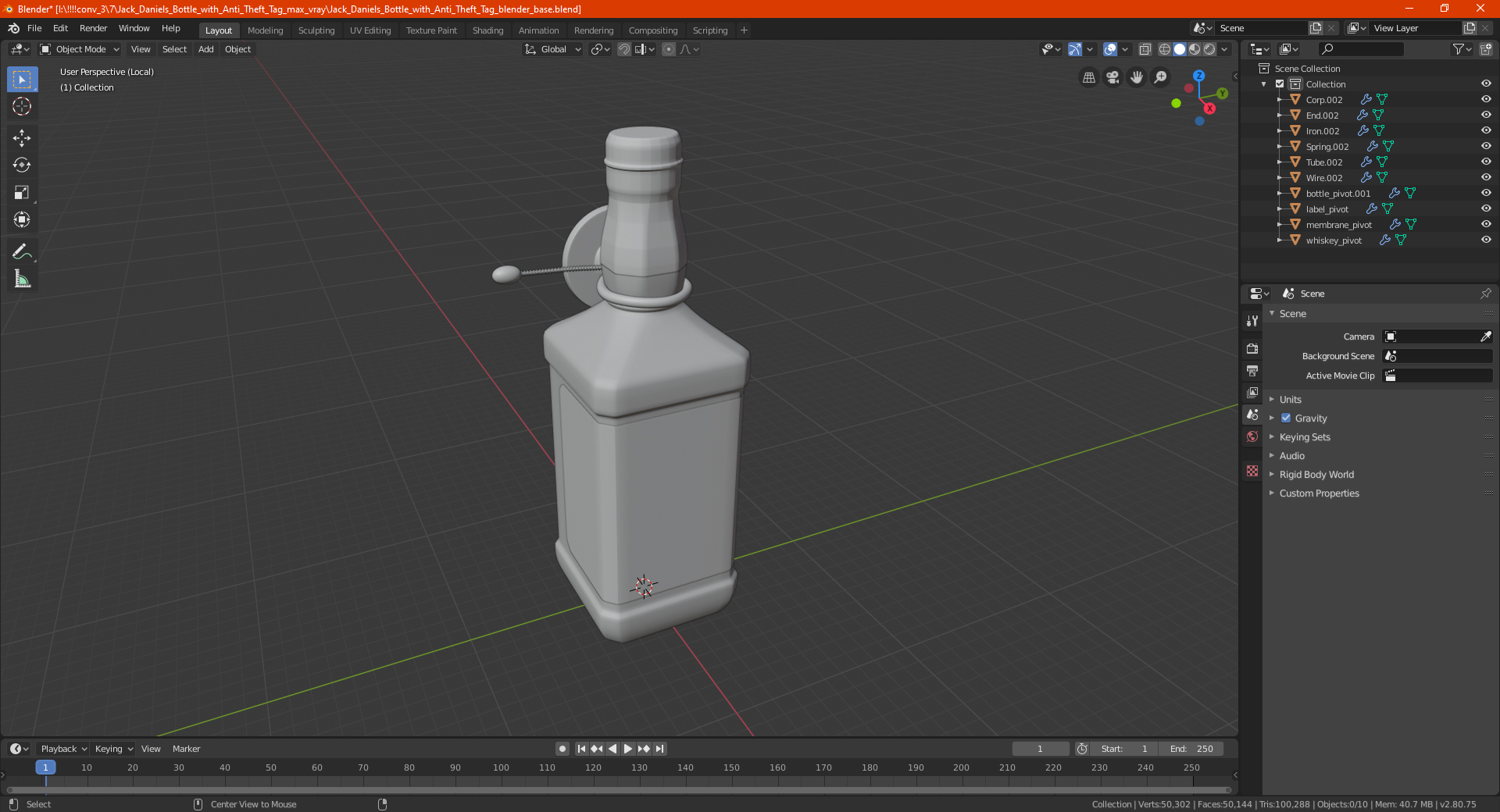 Jack Daniels Bottle with Anti Theft Tag 3D model