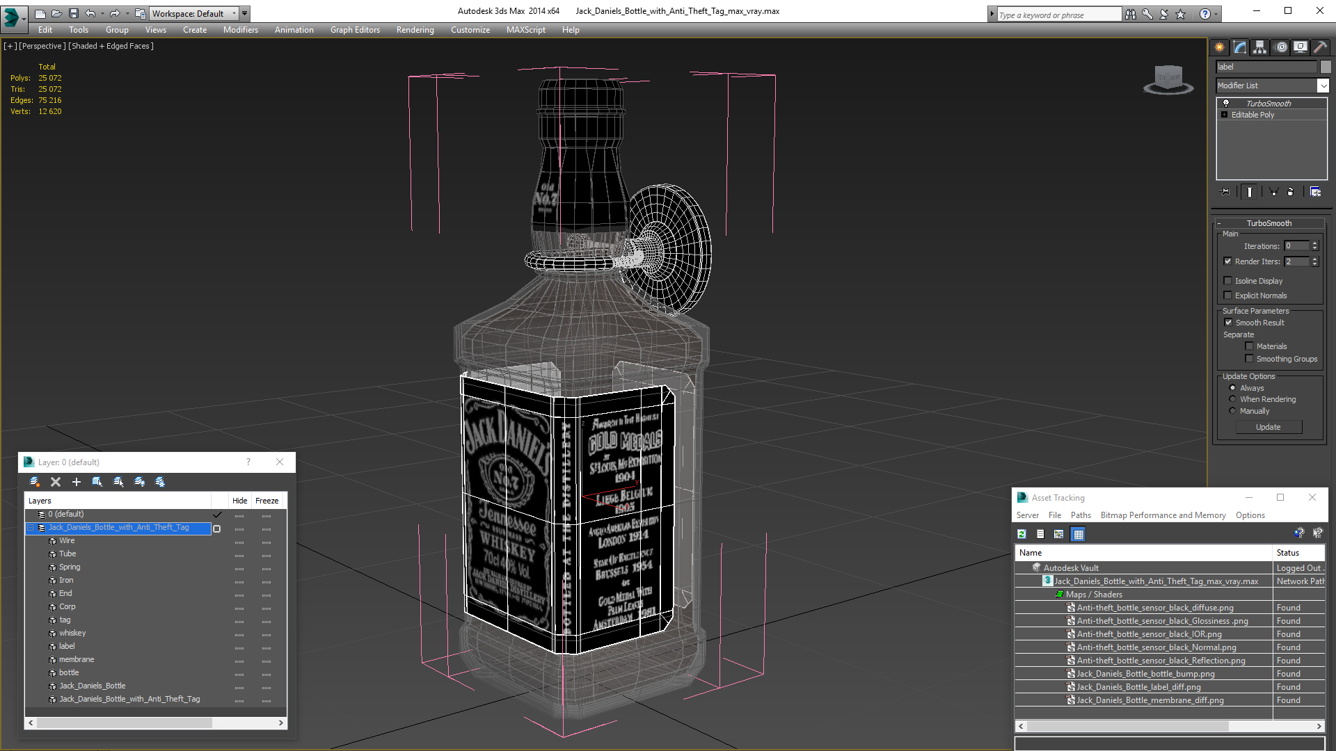 Jack Daniels Bottle with Anti Theft Tag 3D model