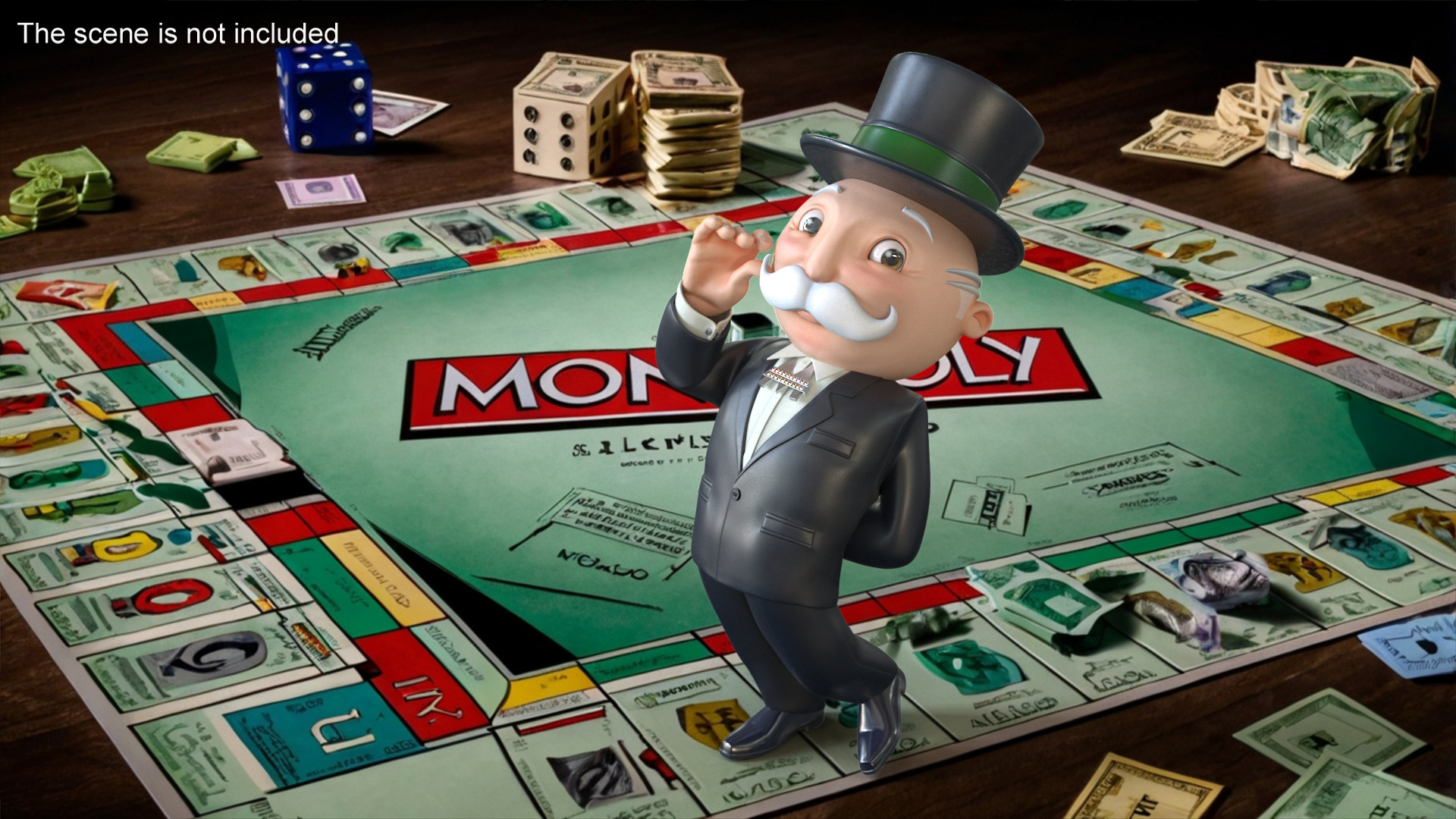 Mr Monopoly Moustache Twirl Pose 3D