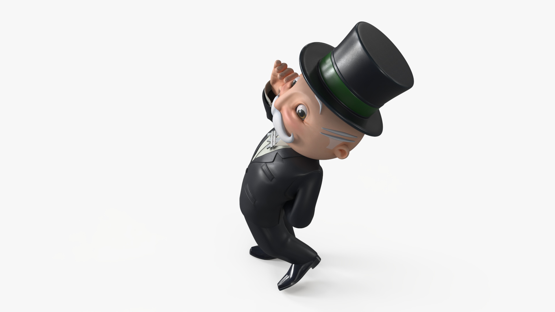 Mr Monopoly Moustache Twirl Pose 3D
