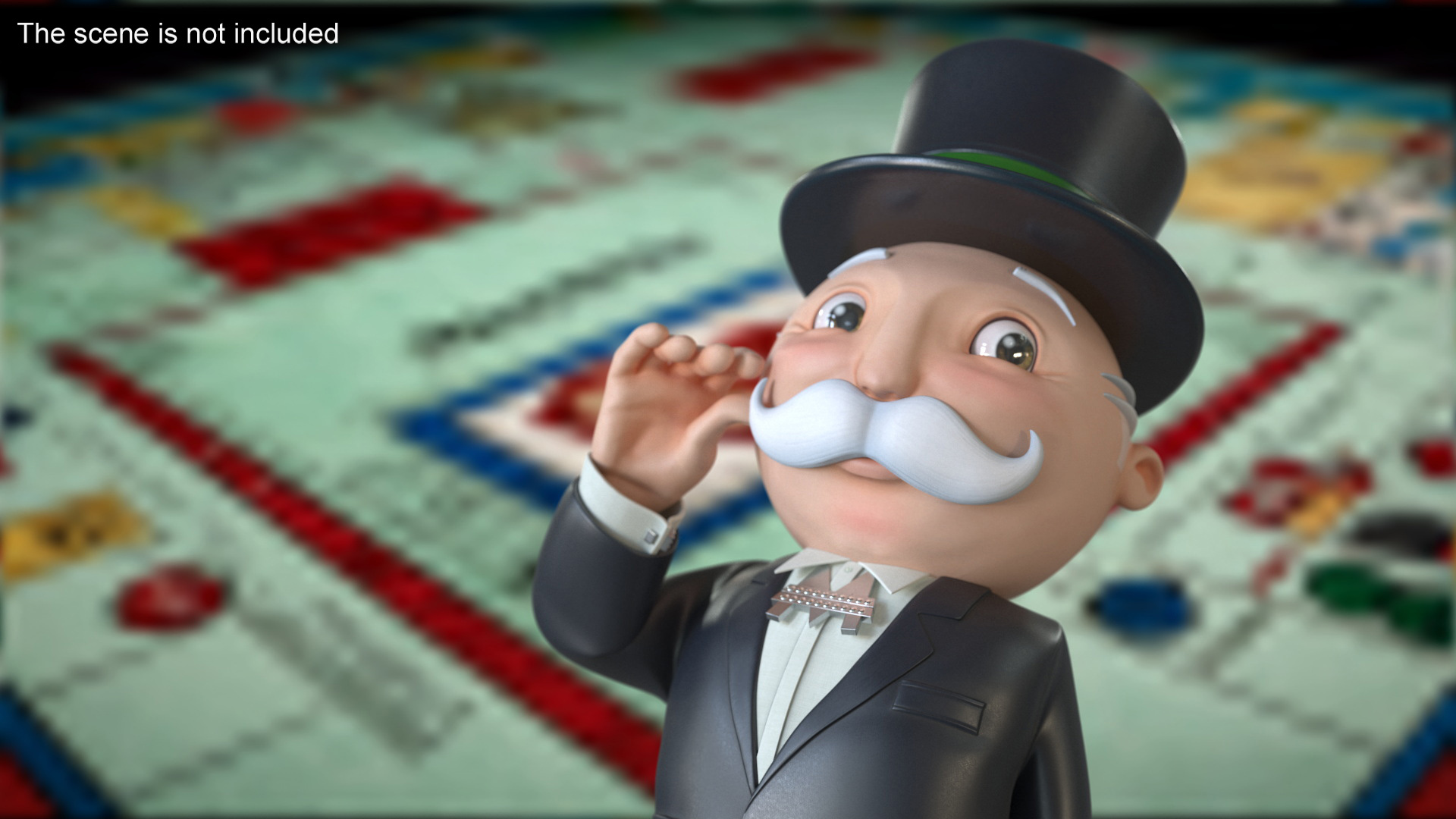 Mr Monopoly Moustache Twirl Pose 3D